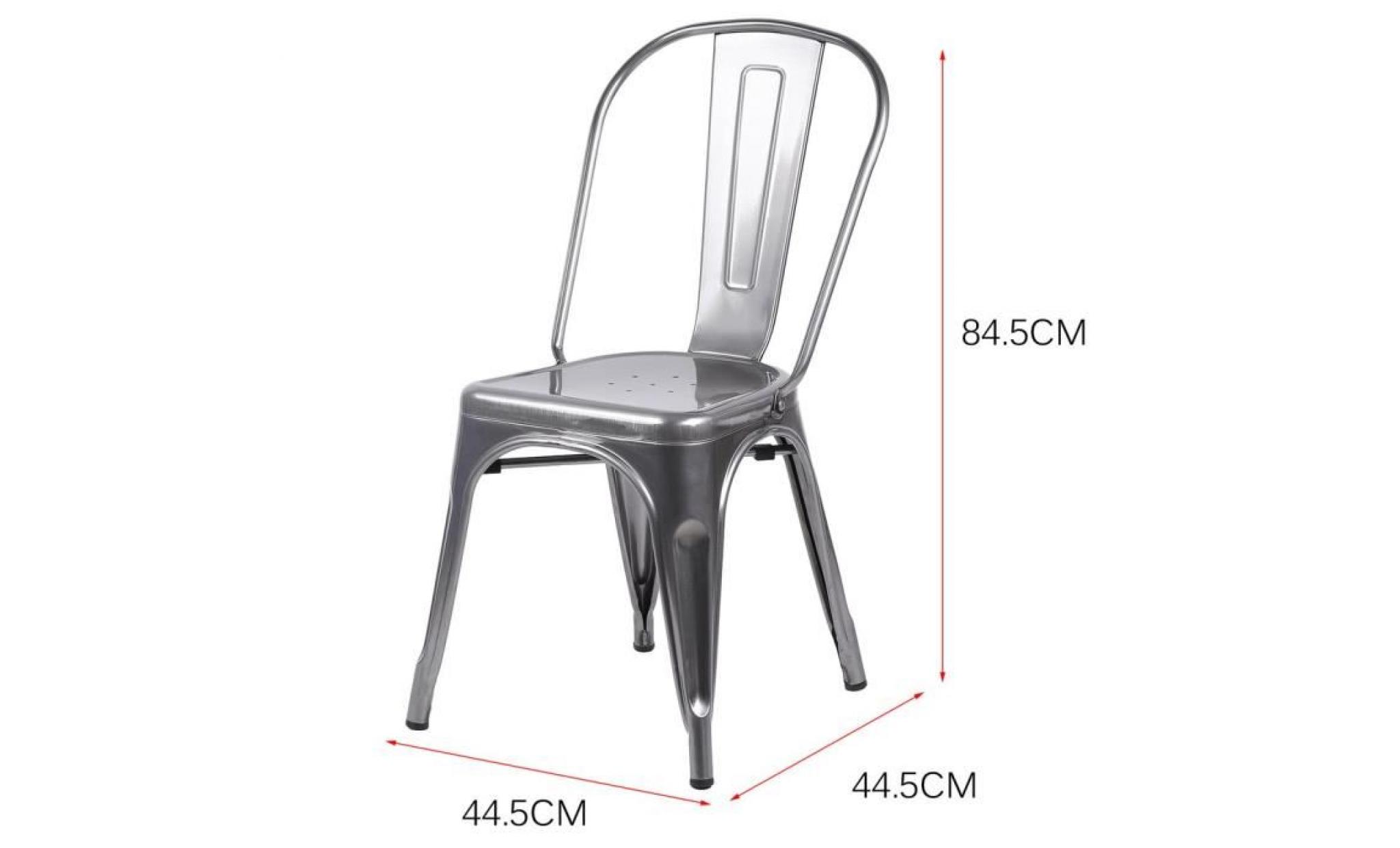 loft lot de 2 chaises de salle à manger métal industriel   l 53 x p 46 cm pas cher
