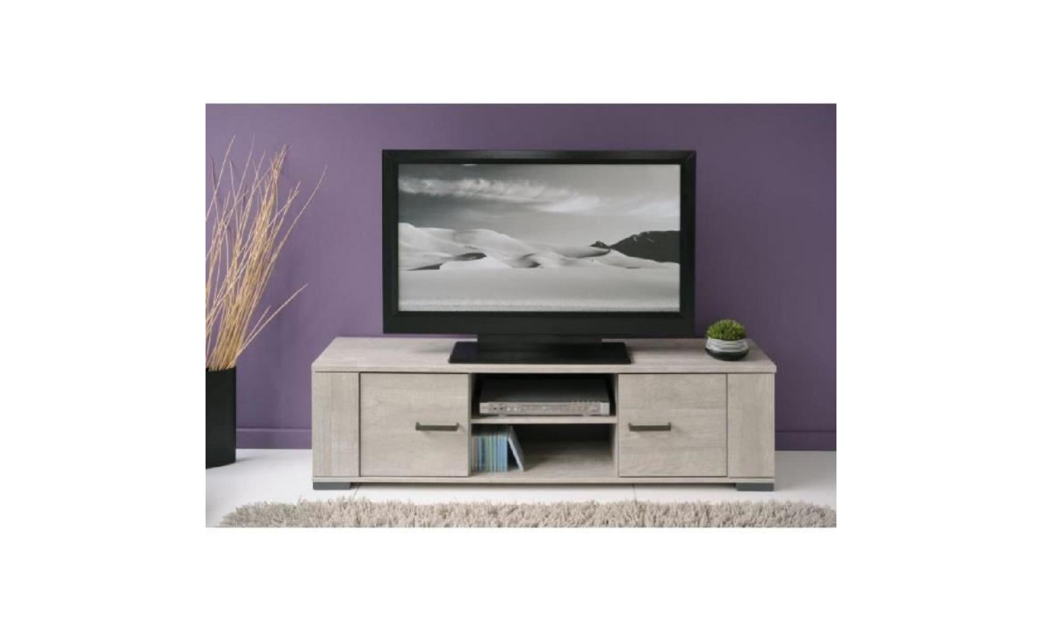 loft meuble tv contemporain et industriel décor bois gris   l 150 cm pas cher