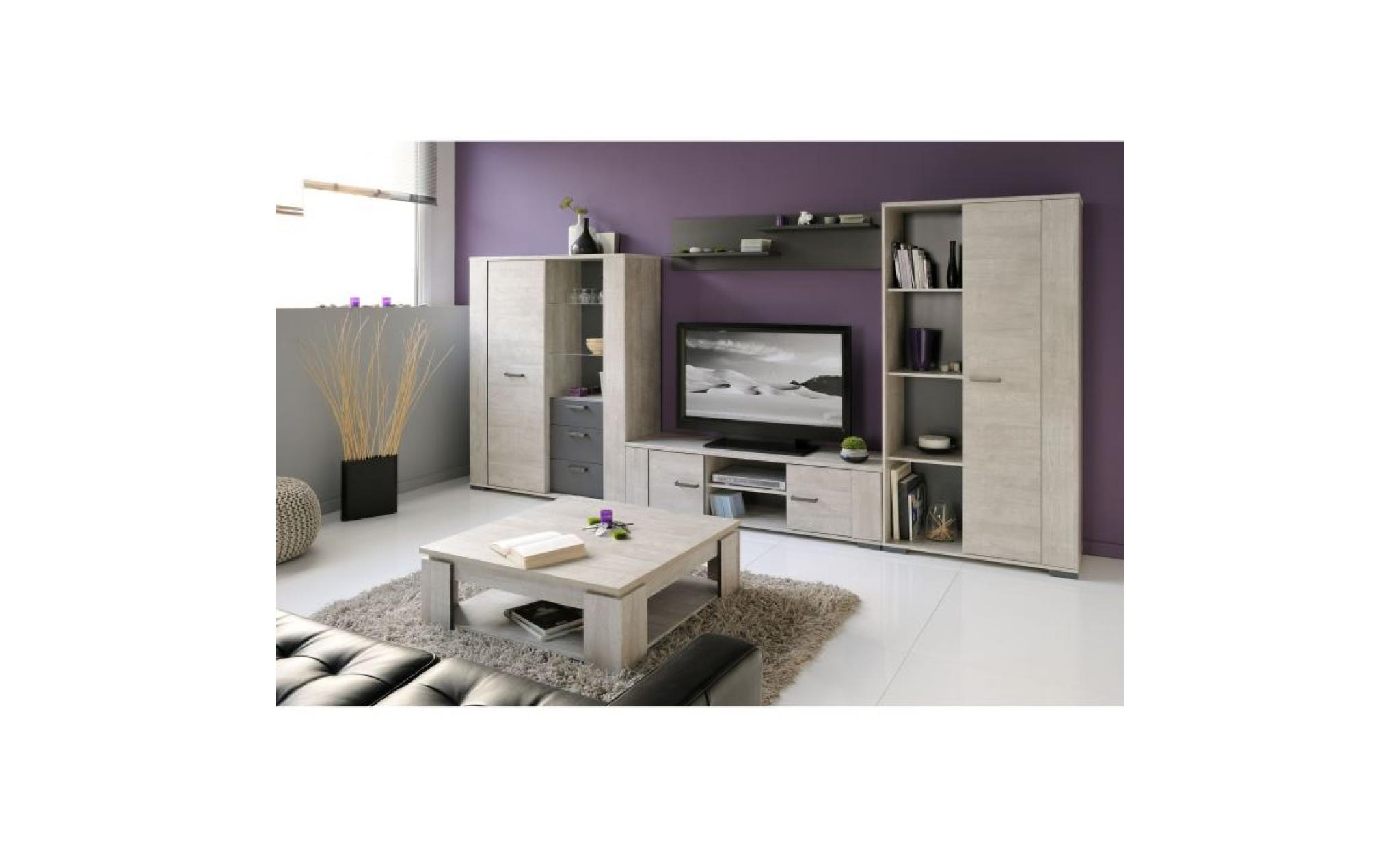 loft meuble tv contemporain et industriel décor bois gris   l 150 cm pas cher