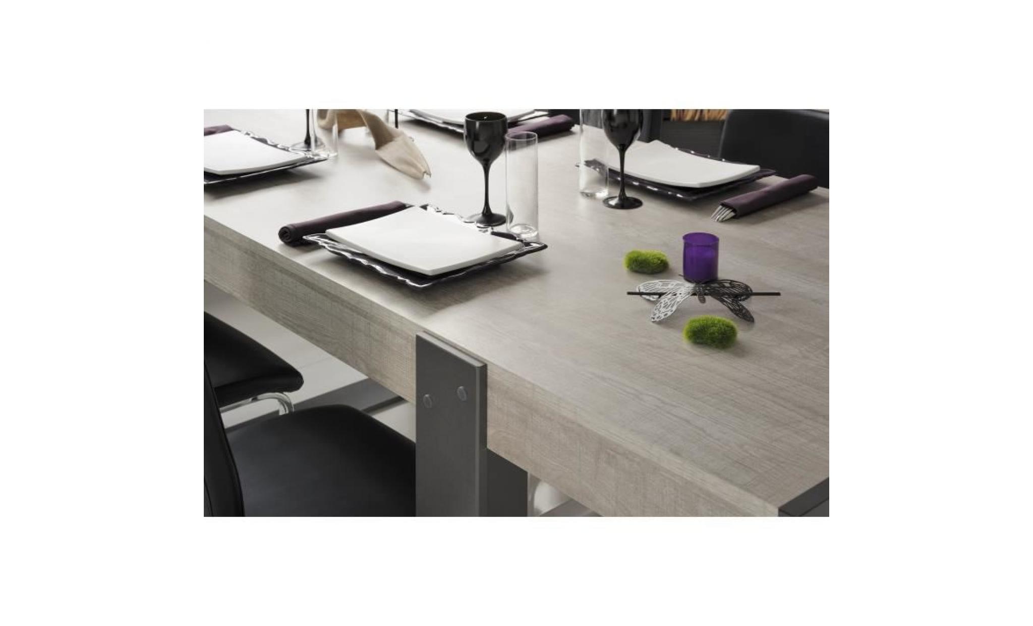 loft table à manger de 8 à 10 personnes style contemporain décor bois naturel   l 224 x l 90 cm pas cher