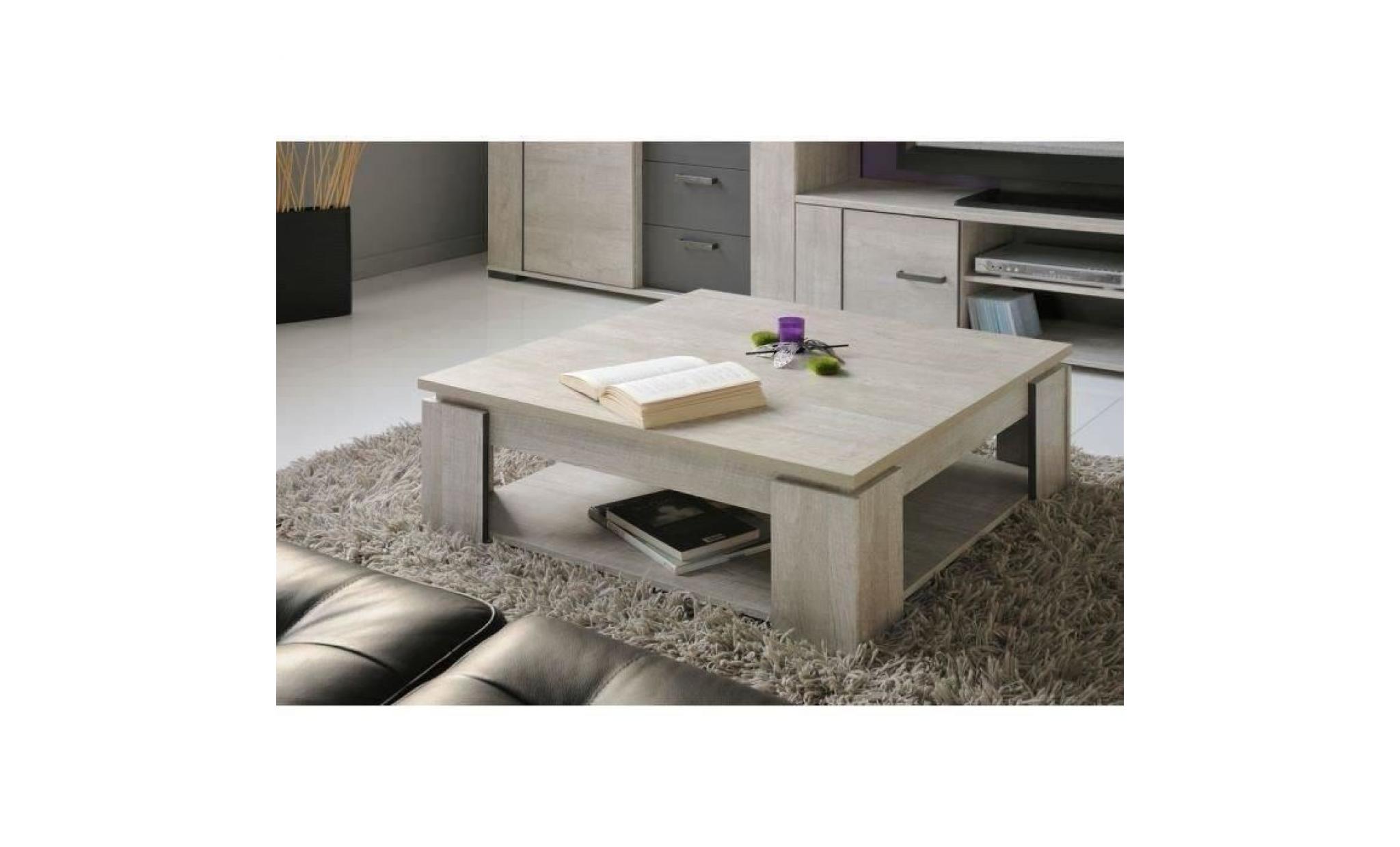 loft table basse carrée style contemporain décor bois gris   l 86 x l 86 cm
