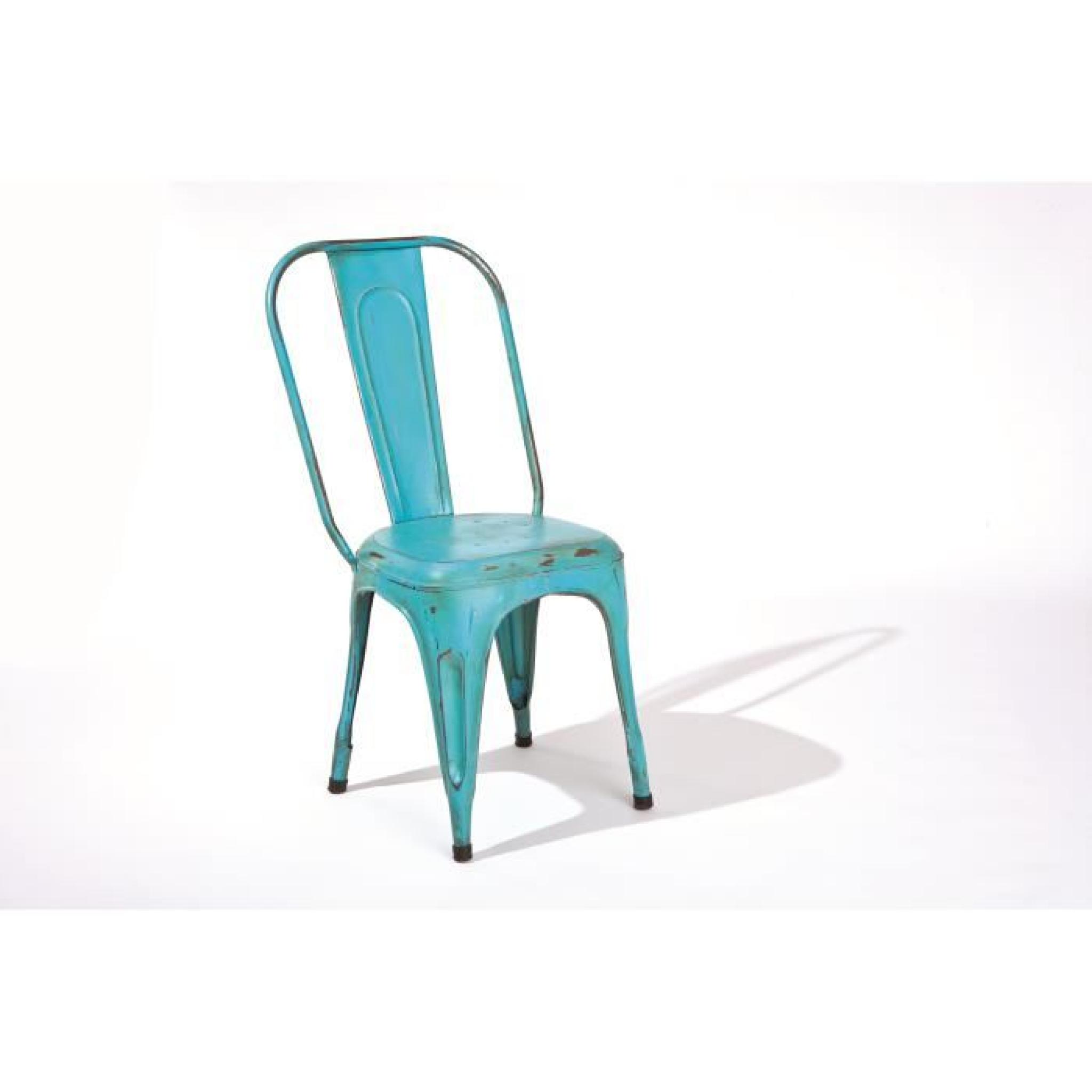 Loft Turquoise - Lot 4 chaises métal
