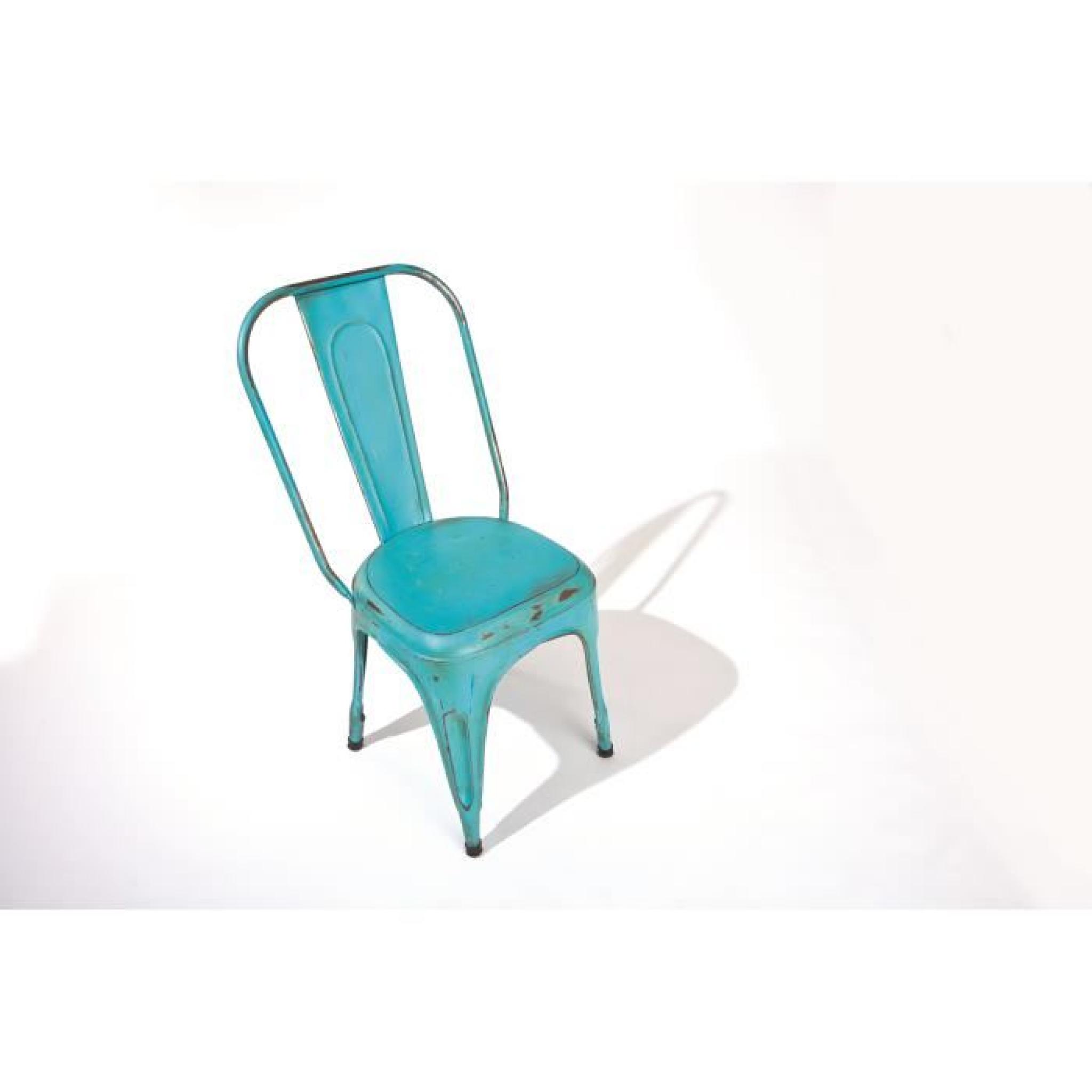 Loft Turquoise - Lot 4 chaises métal pas cher