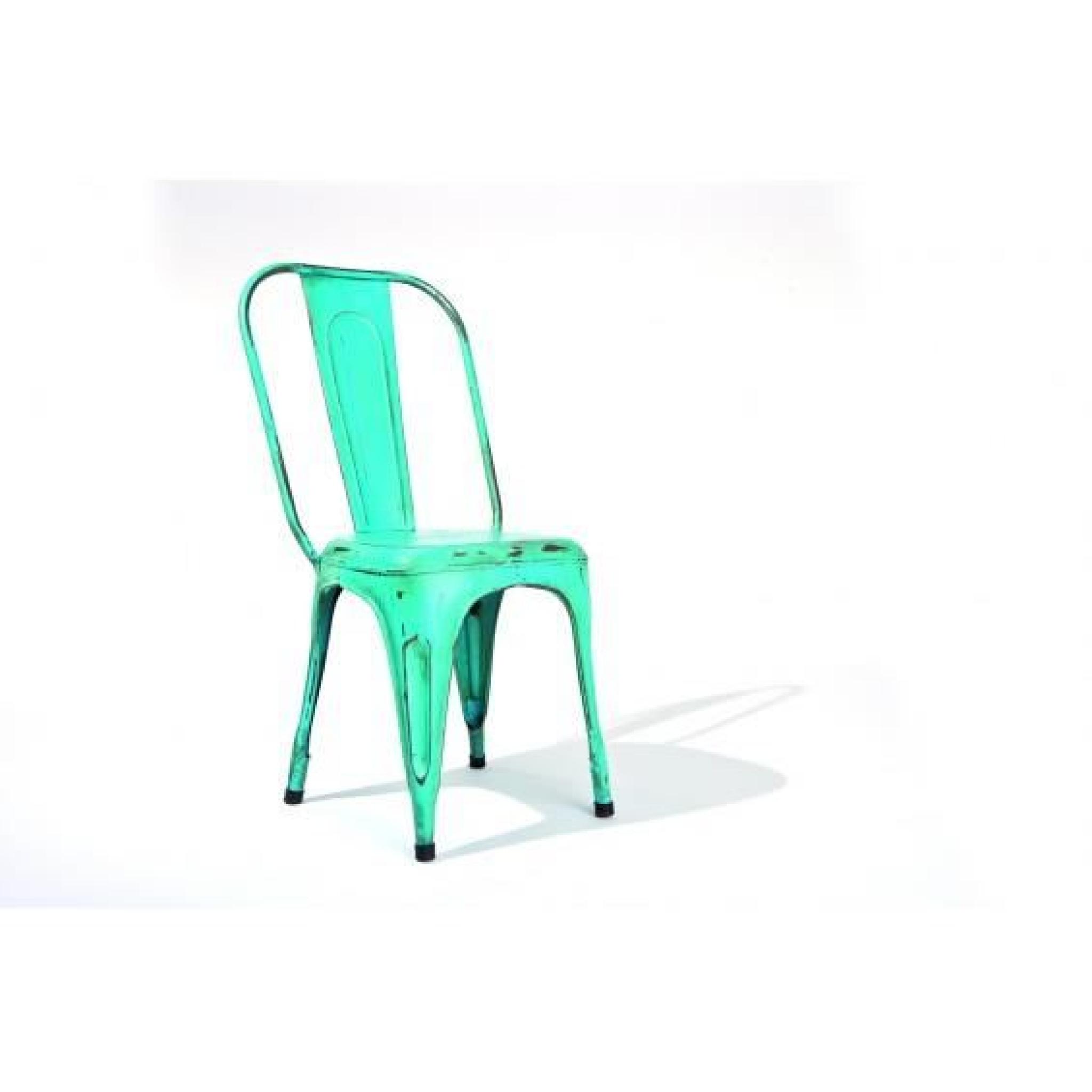 Loft Turquoise - Lot 4 chaises métal pas cher
