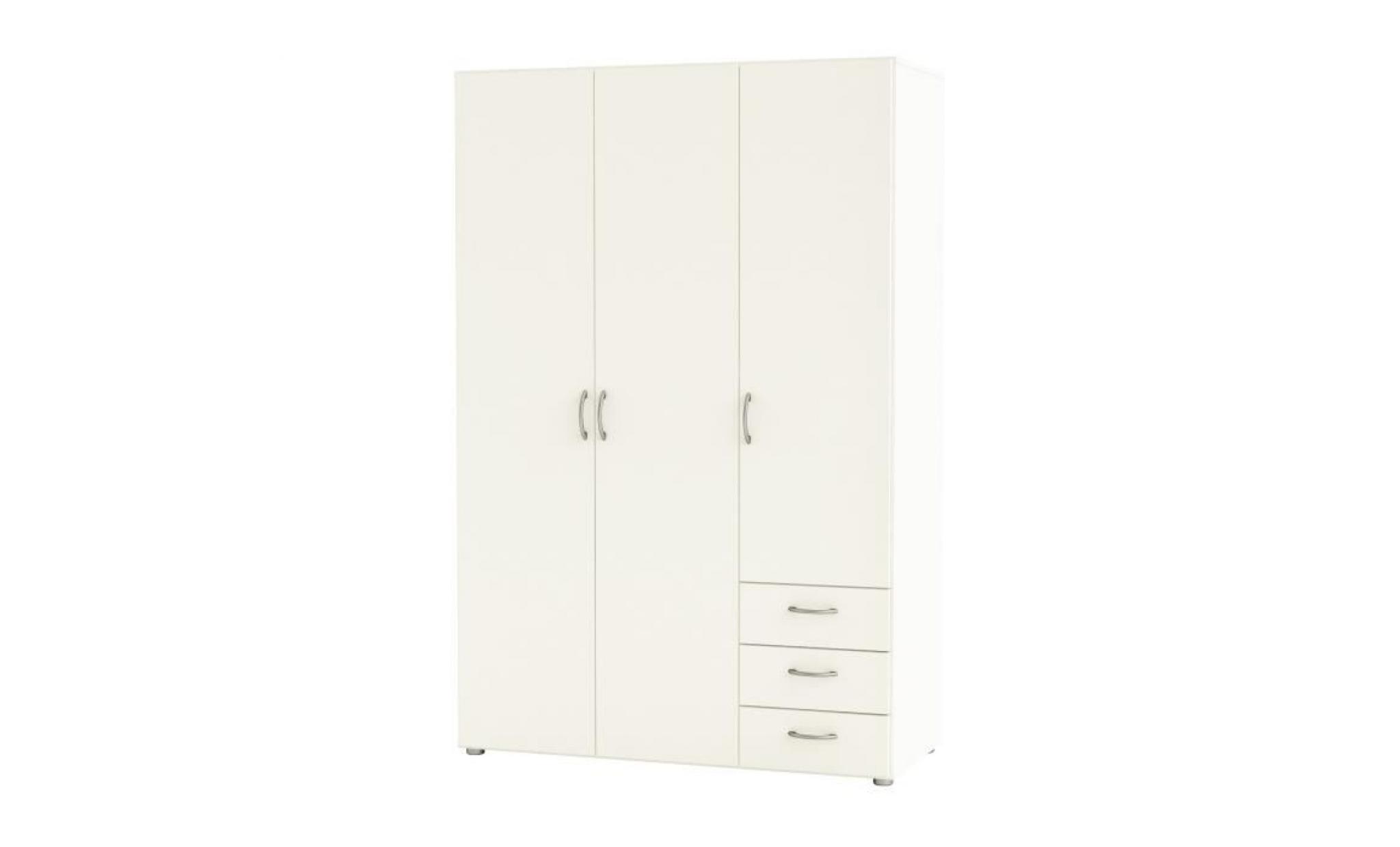 lol3 armoire de chambre style contemporain blanc perle   l 121 cm