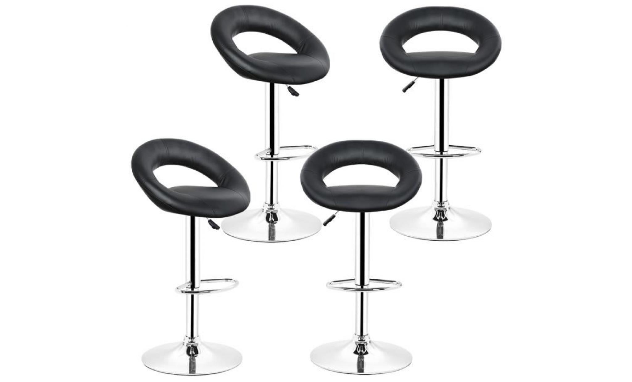 lololoo lot de 4 tabourets de bar noir chaise fauteuil hauteur de siège 80 100 cm Φ 37 cm
