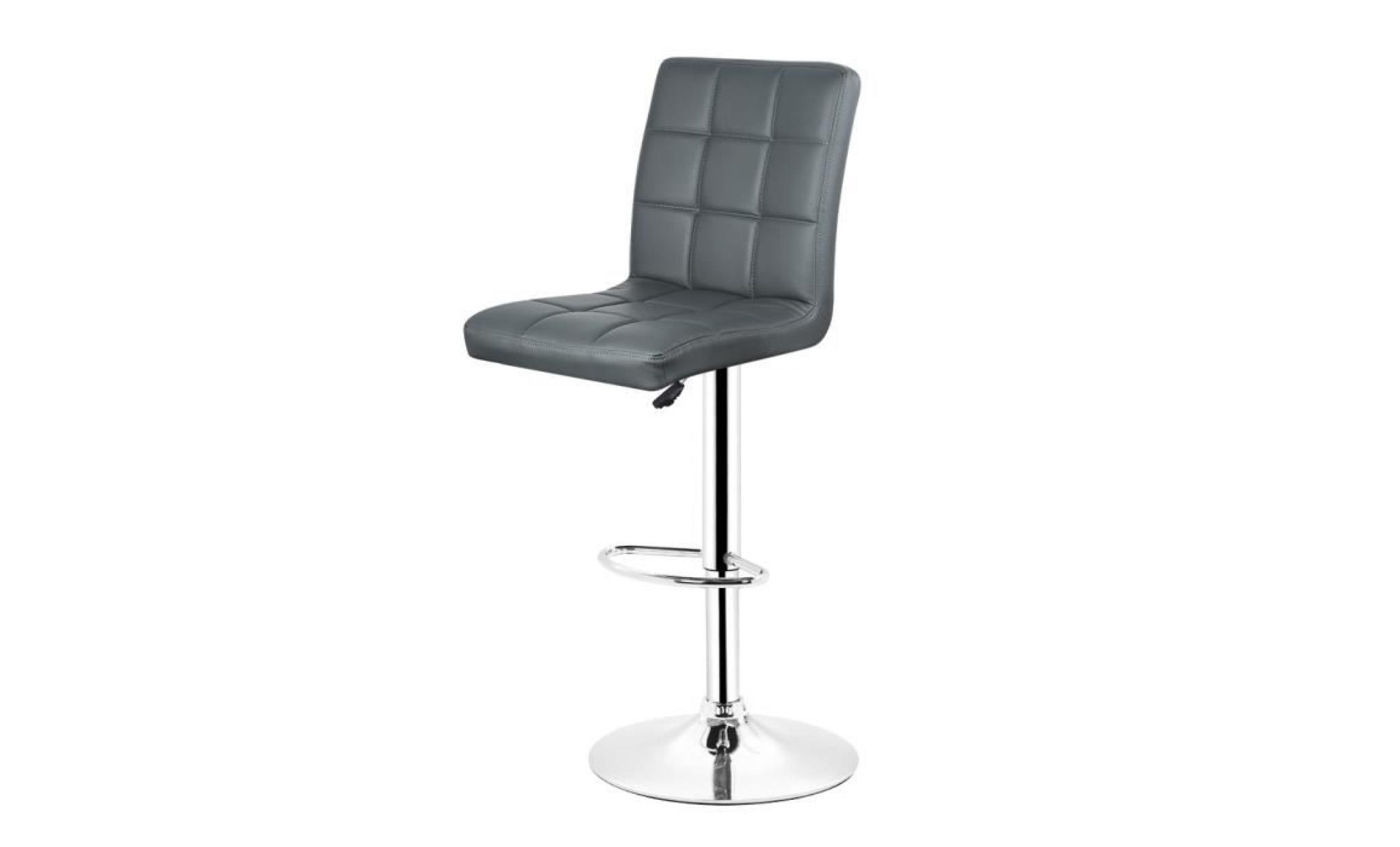 lololoo   tabouret de bar lot de 4 chaise gris assisse en simili cuir hauteur reglable pas cher