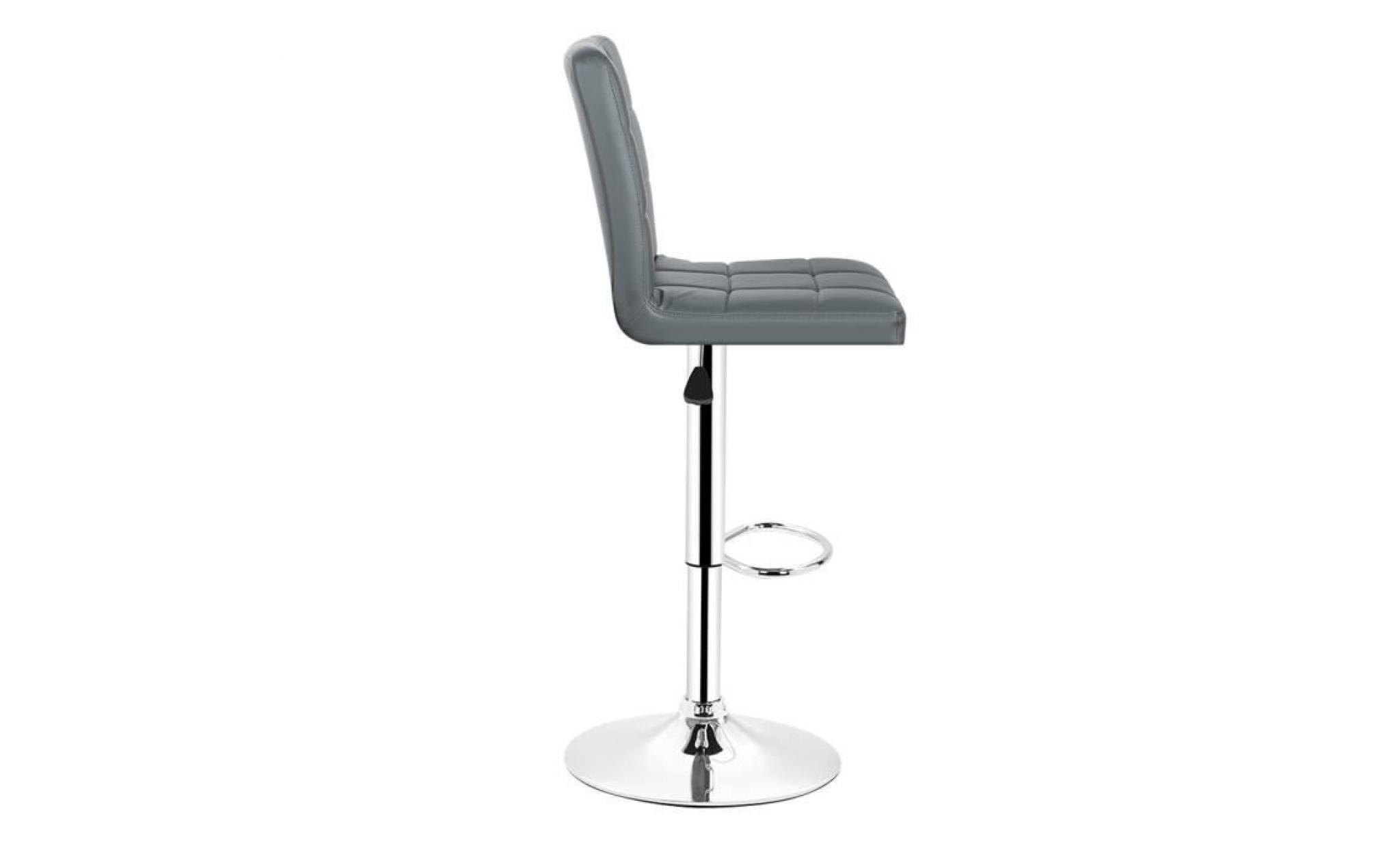 lololoo   tabouret de bar lot de 4 chaise gris assisse en simili cuir hauteur reglable pas cher