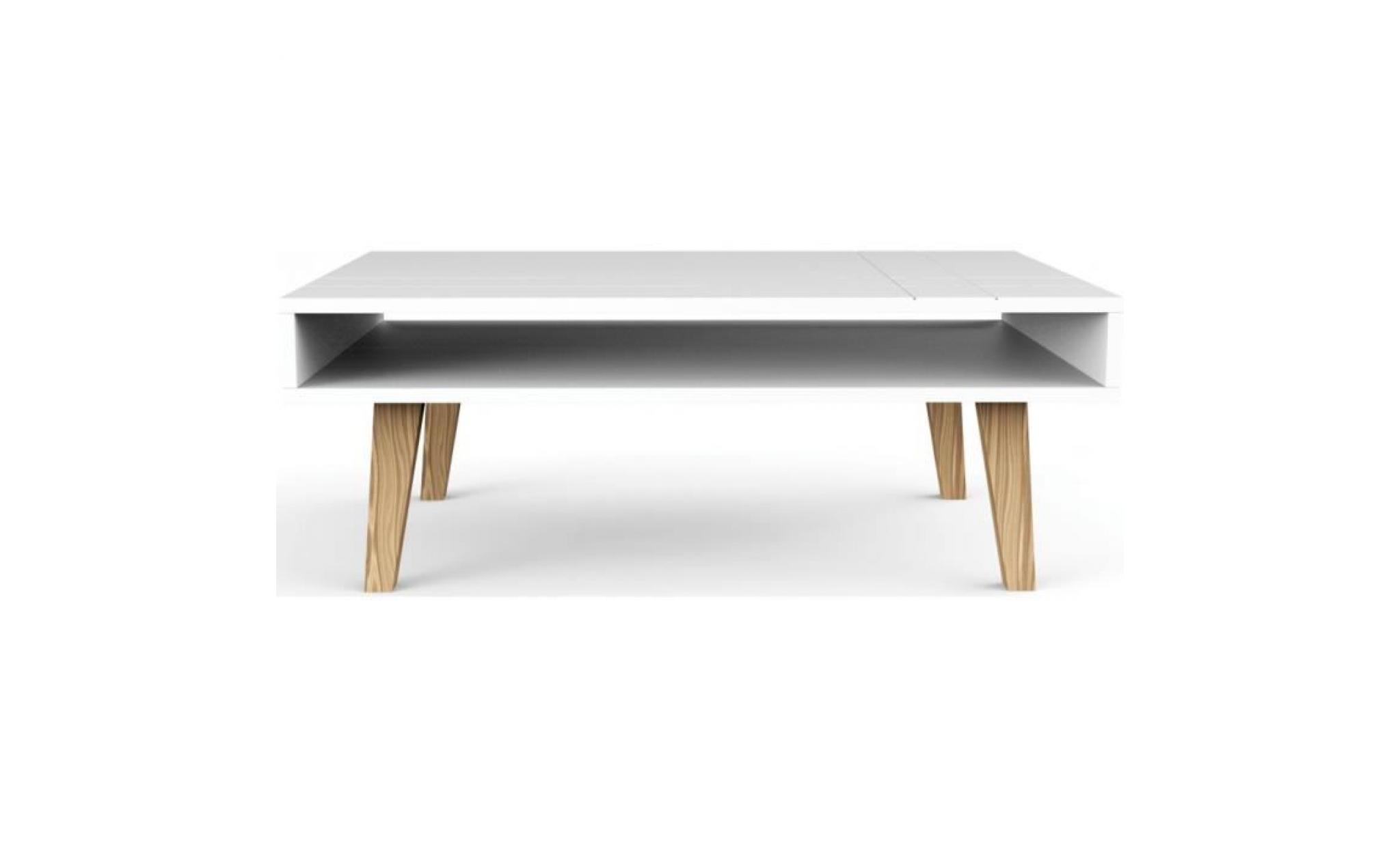 london table basse scandinave laquée blanc mat   l 100 x l 60 cm
