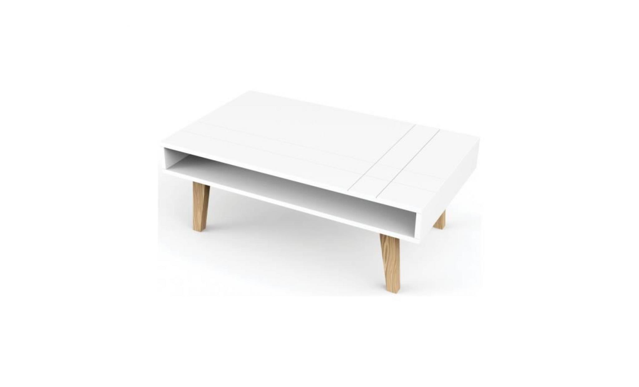 london table basse scandinave laquée blanc mat   l 100 x l 60 cm pas cher
