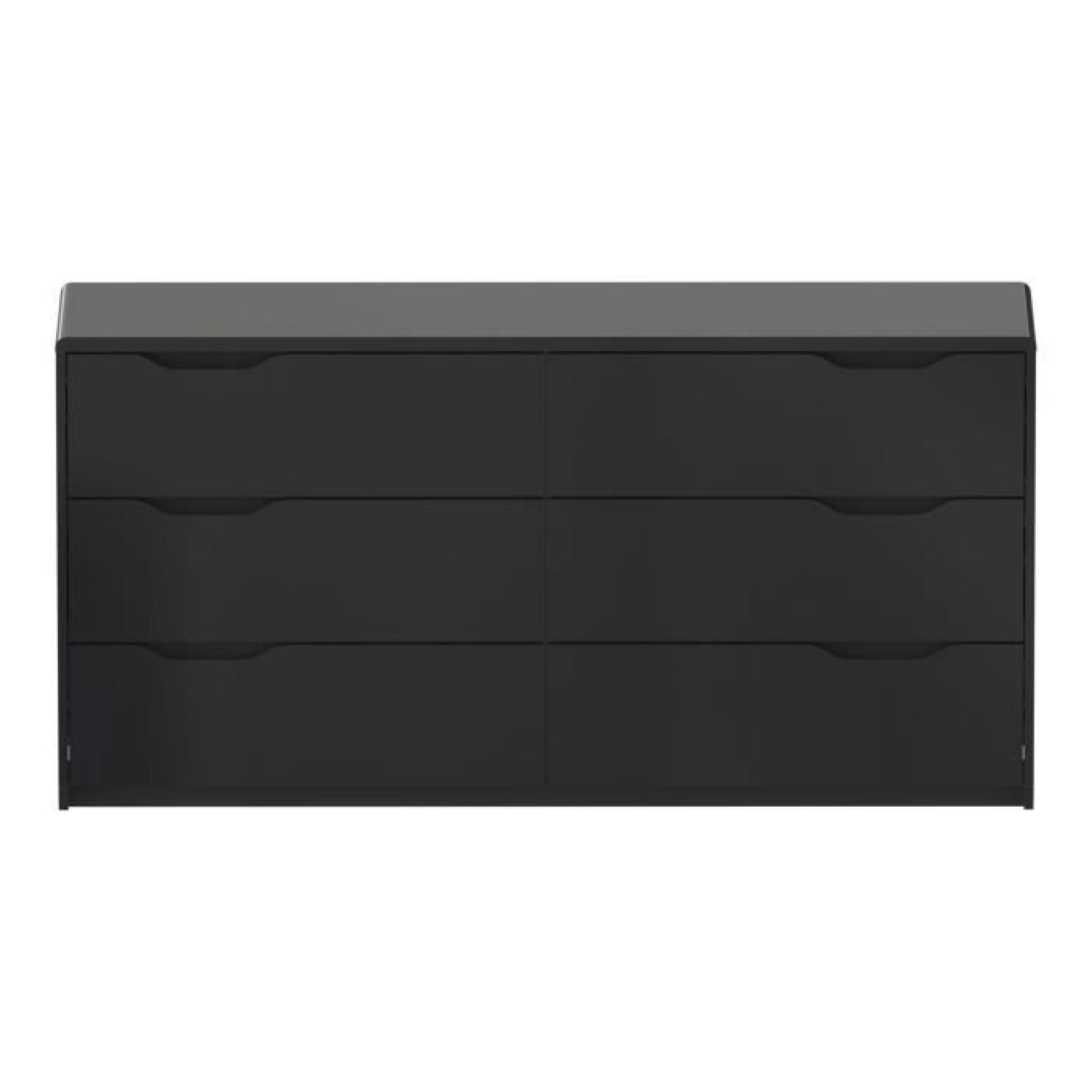 Look Commode coloris noir laqué 2x3 tiroirs poignées réversibles