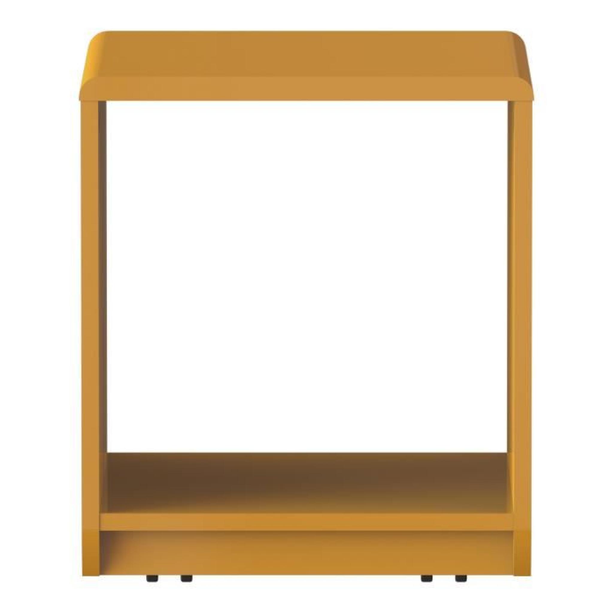 Look Table de chevet à roulettes jaune laqué en forme de cube