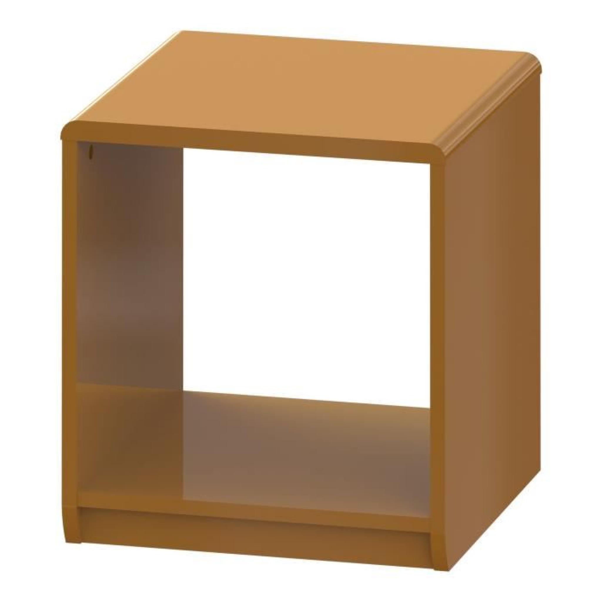 Look Table de chevet à roulettes jaune laqué en forme de cube pas cher