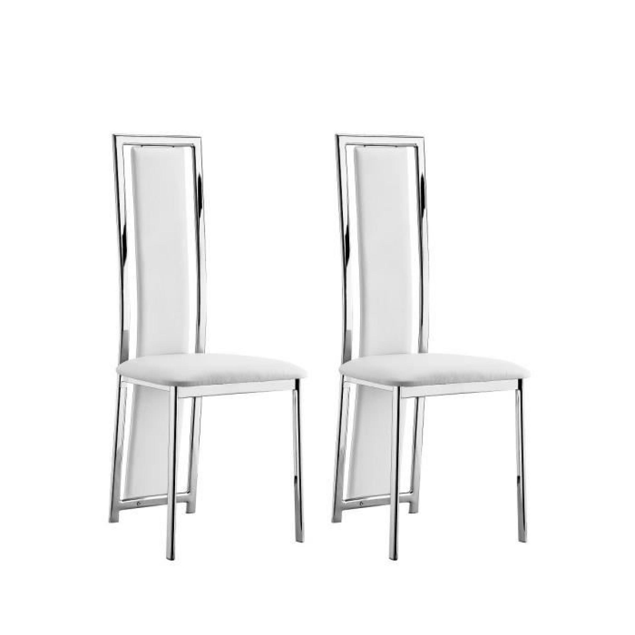 LORD Lot de 2 chaises de salle à manger en tissu blanc