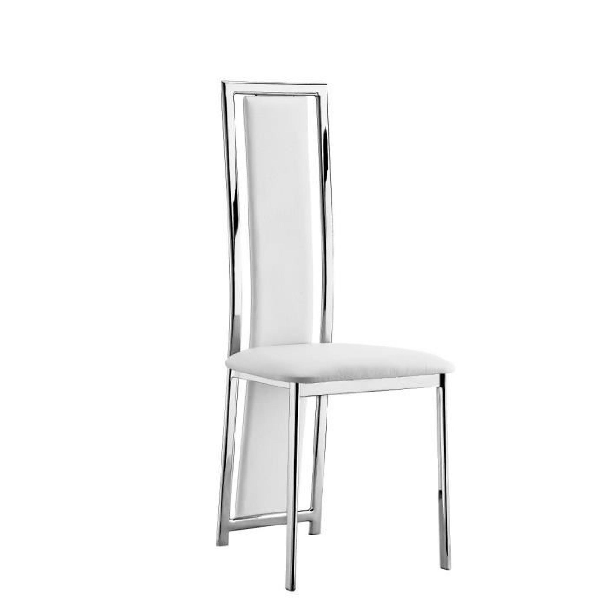 LORD Lot de 2 chaises de salle à manger en tissu blanc pas cher