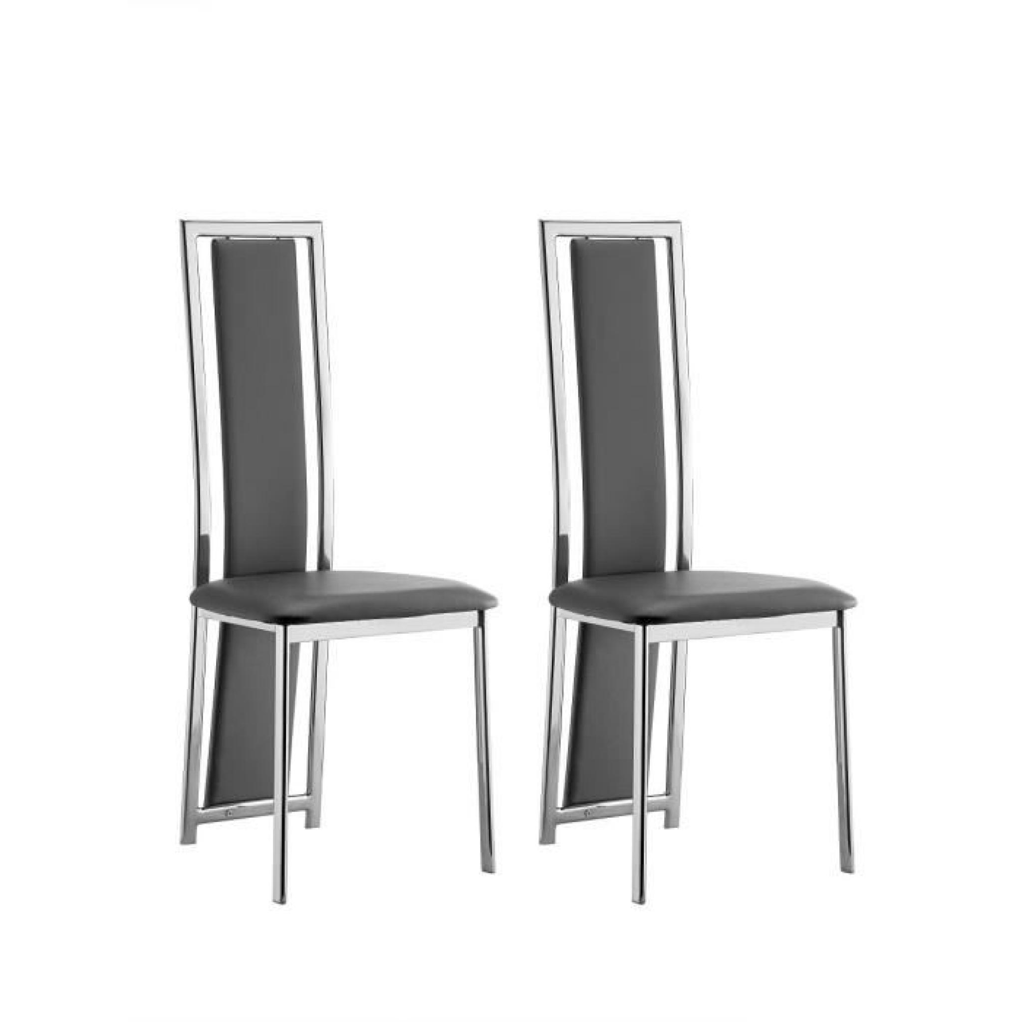 LORD Lot de 2 chaises de salle à manger en tissu gris