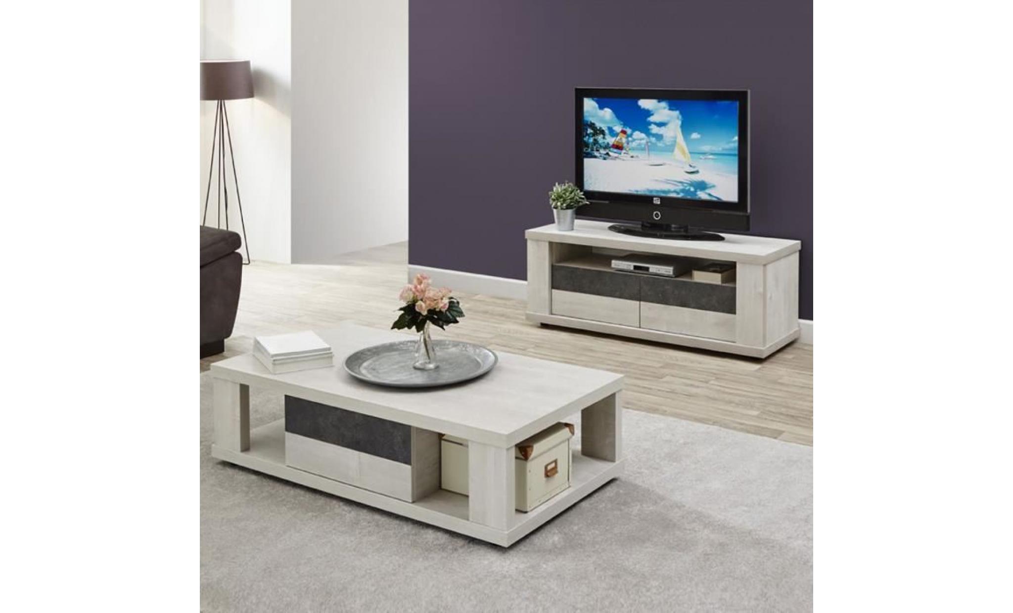 lorence   meuble tv 2 tiroirs pas cher