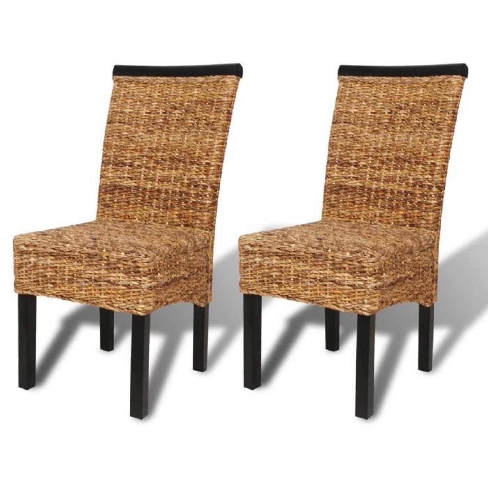 lot 2 chaises en abaca brun faites à la main pas cher