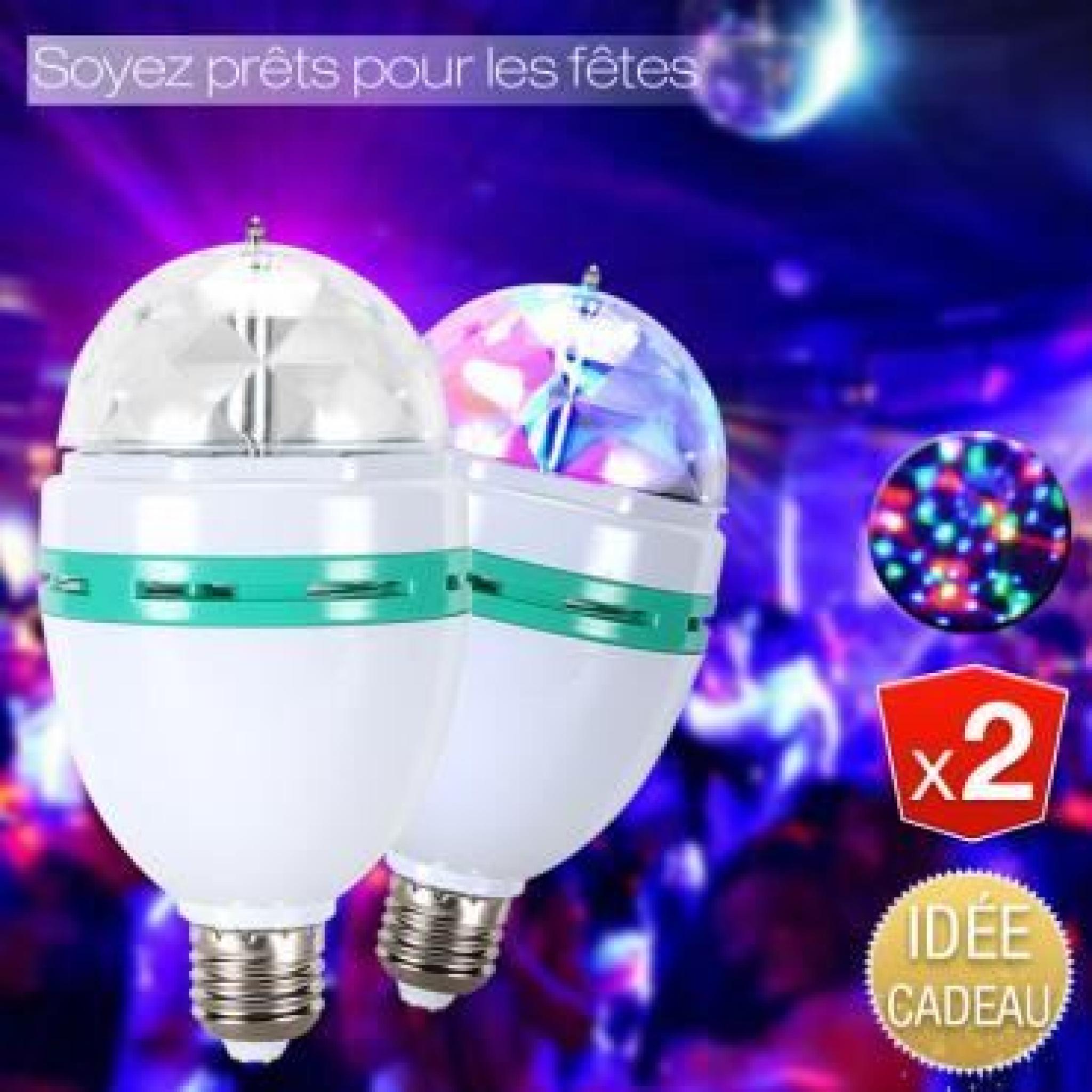 Lot 2 Lampes 3 leds Ambiance Disco Party.