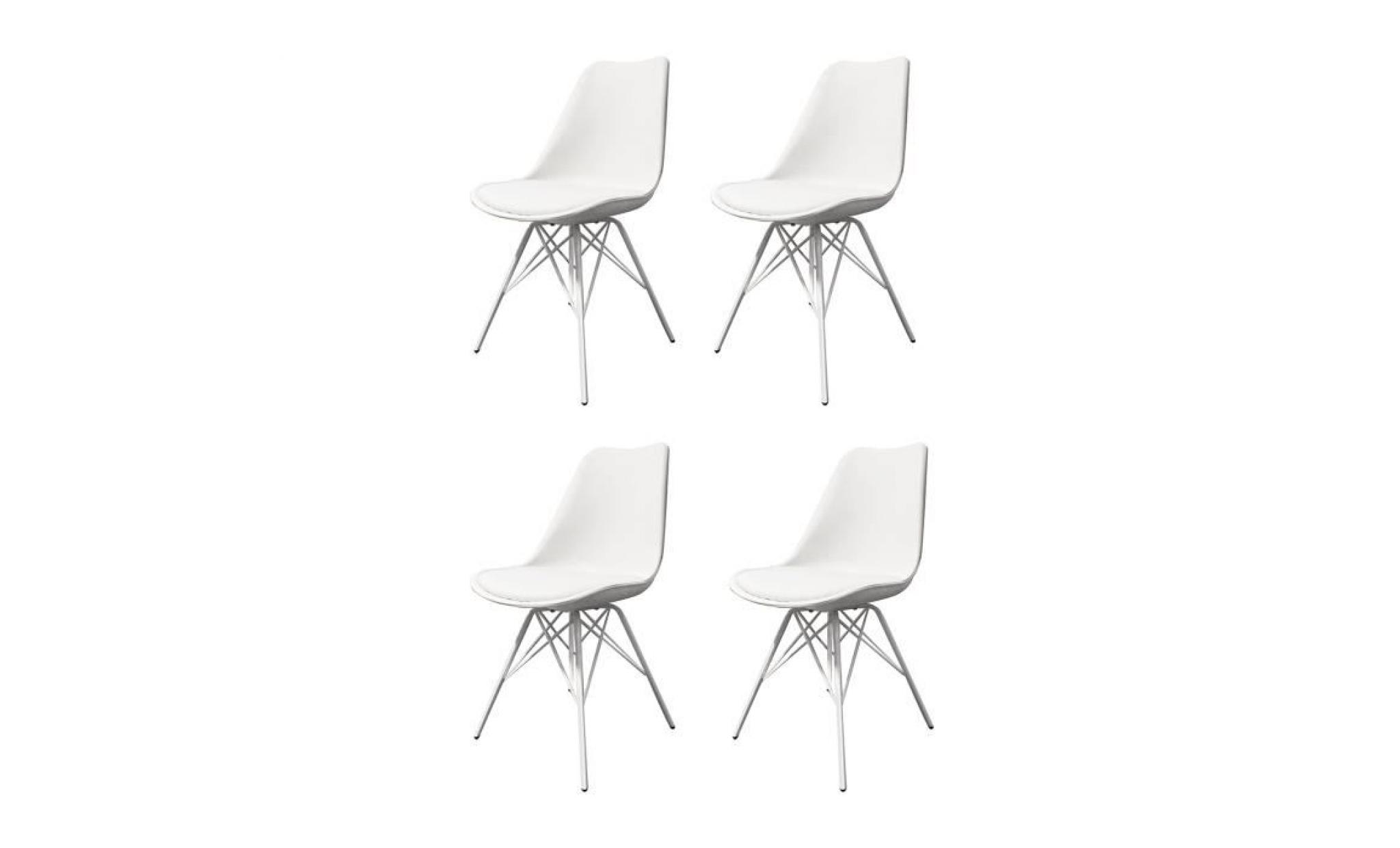 lot 4 chaises blanches et metal   style scandinave    tomy