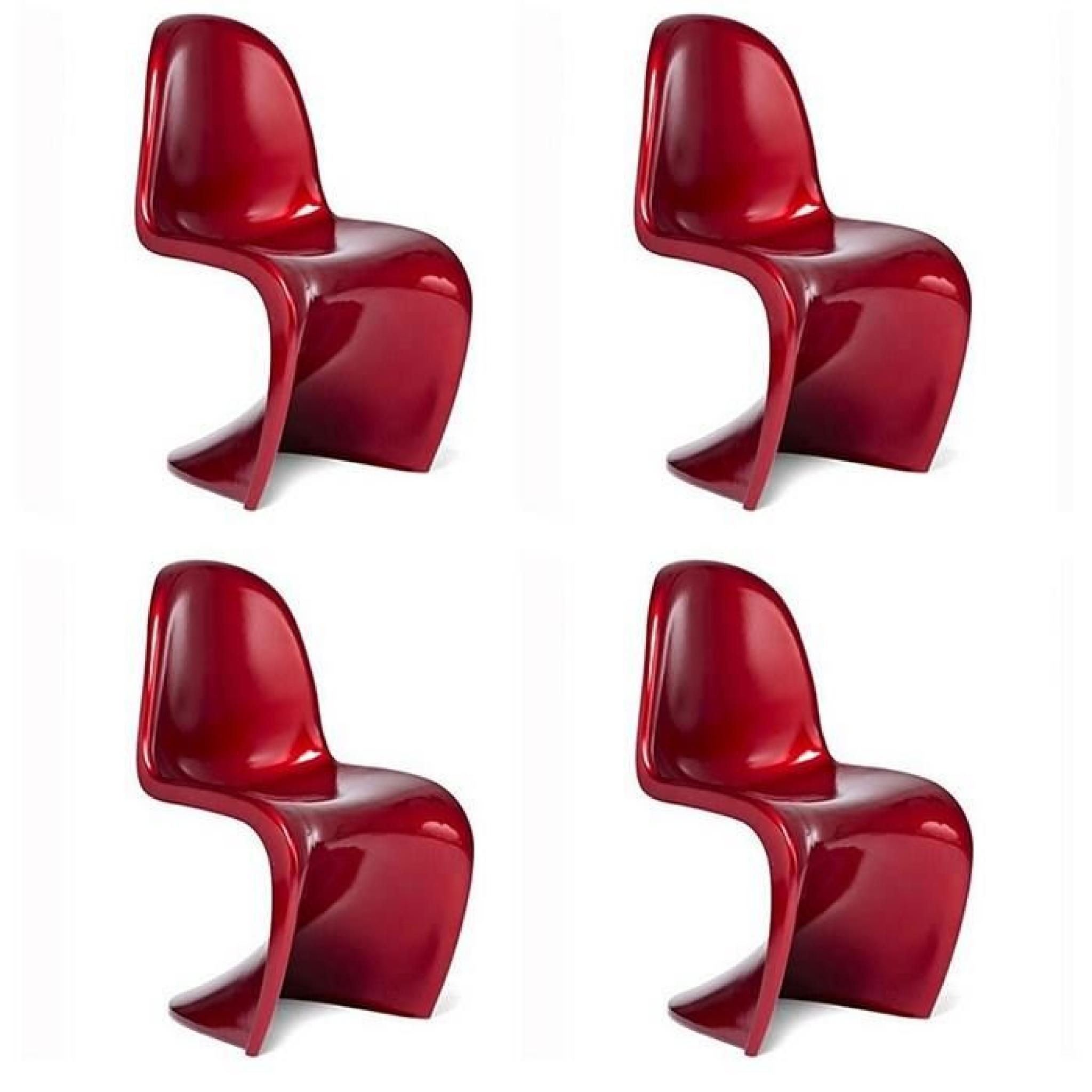 Lot 4 chaises rouges style pantonne