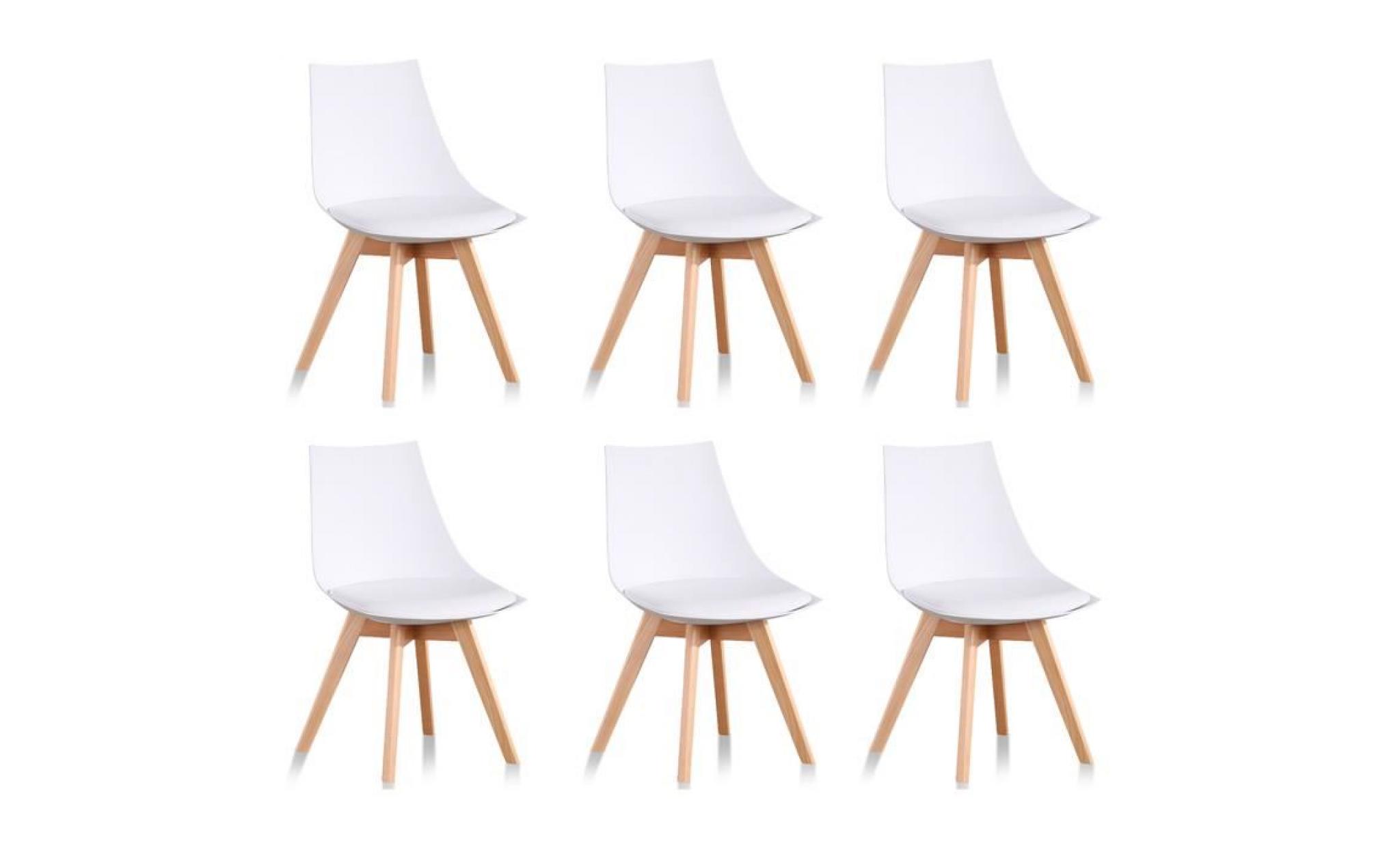 lot de 6 chaises blanches scandinaves   helsinki