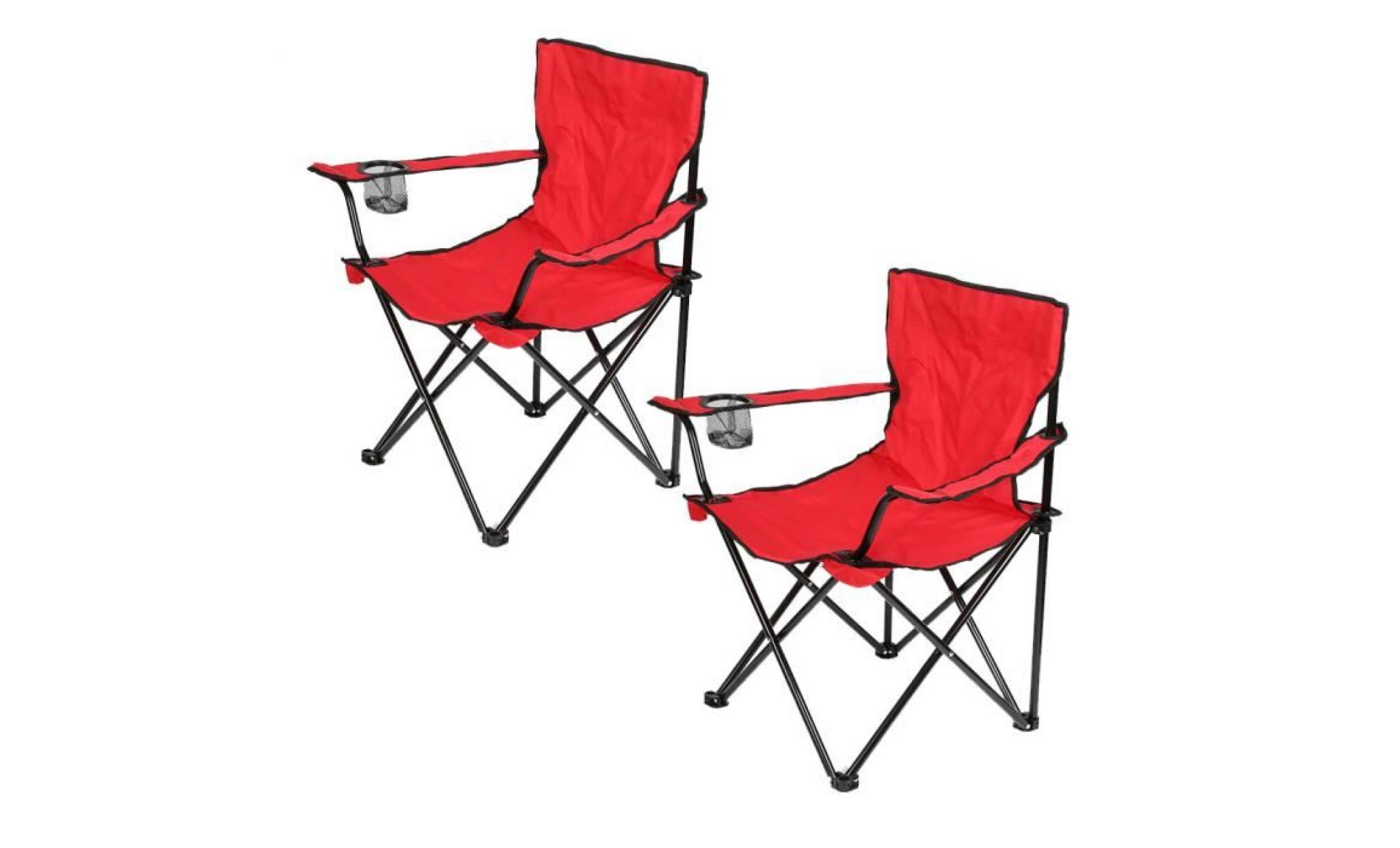 lot de 2 chaise confortable rouge avec housse pliante fauteuil siege plage pêche aisé