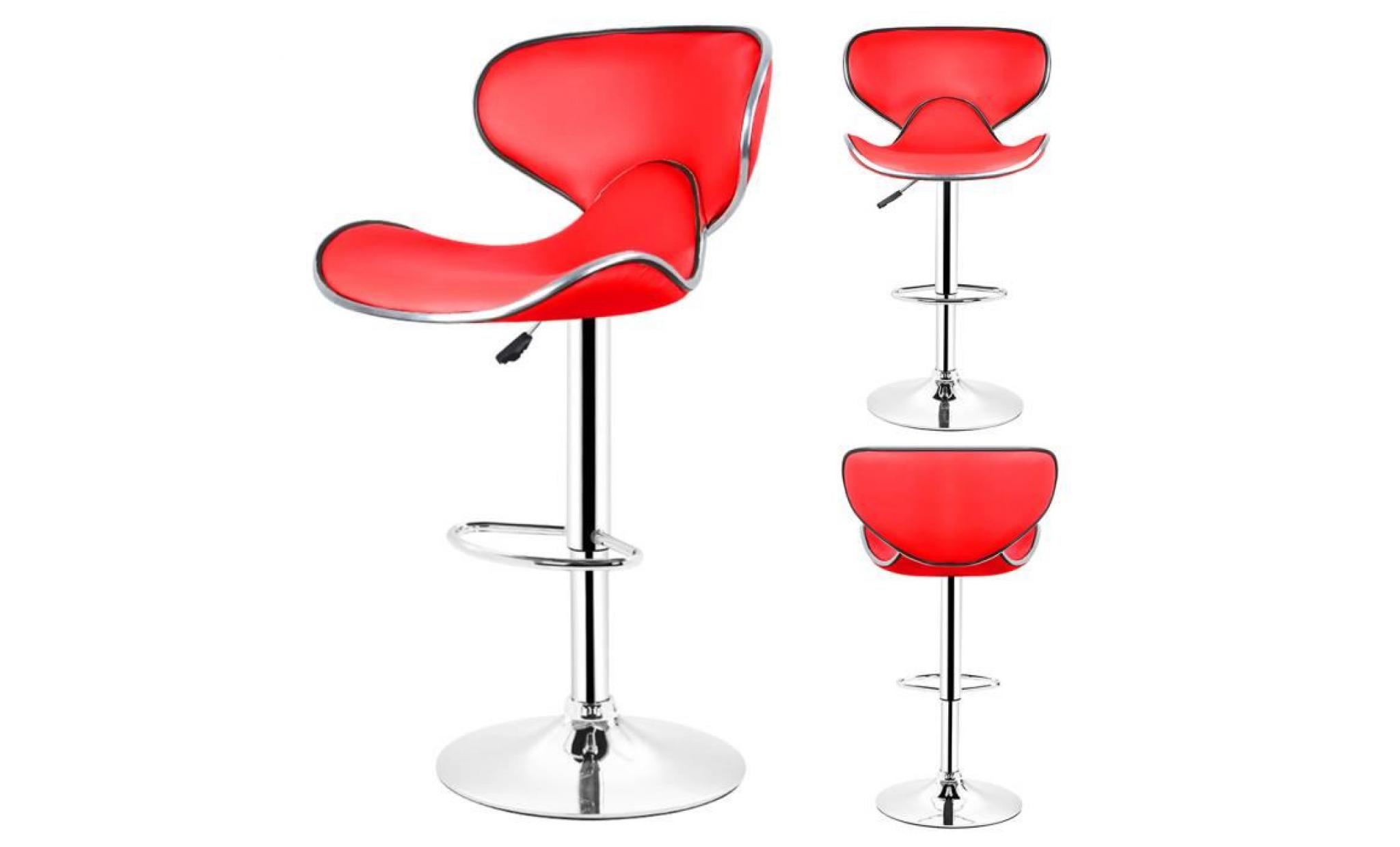 lot de 2 chaise de bar   tabouret de bar avec hauteur réglable rouge