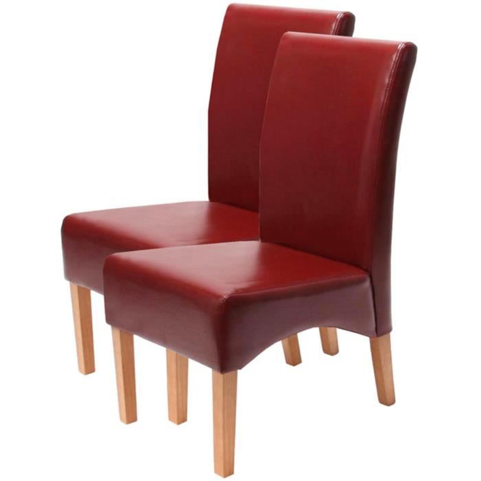 Lot de 2 Chaise Latina en cuir avec pieds brillants, Dim: H 102 x L 44 x P 44 cm, coloris : rouge