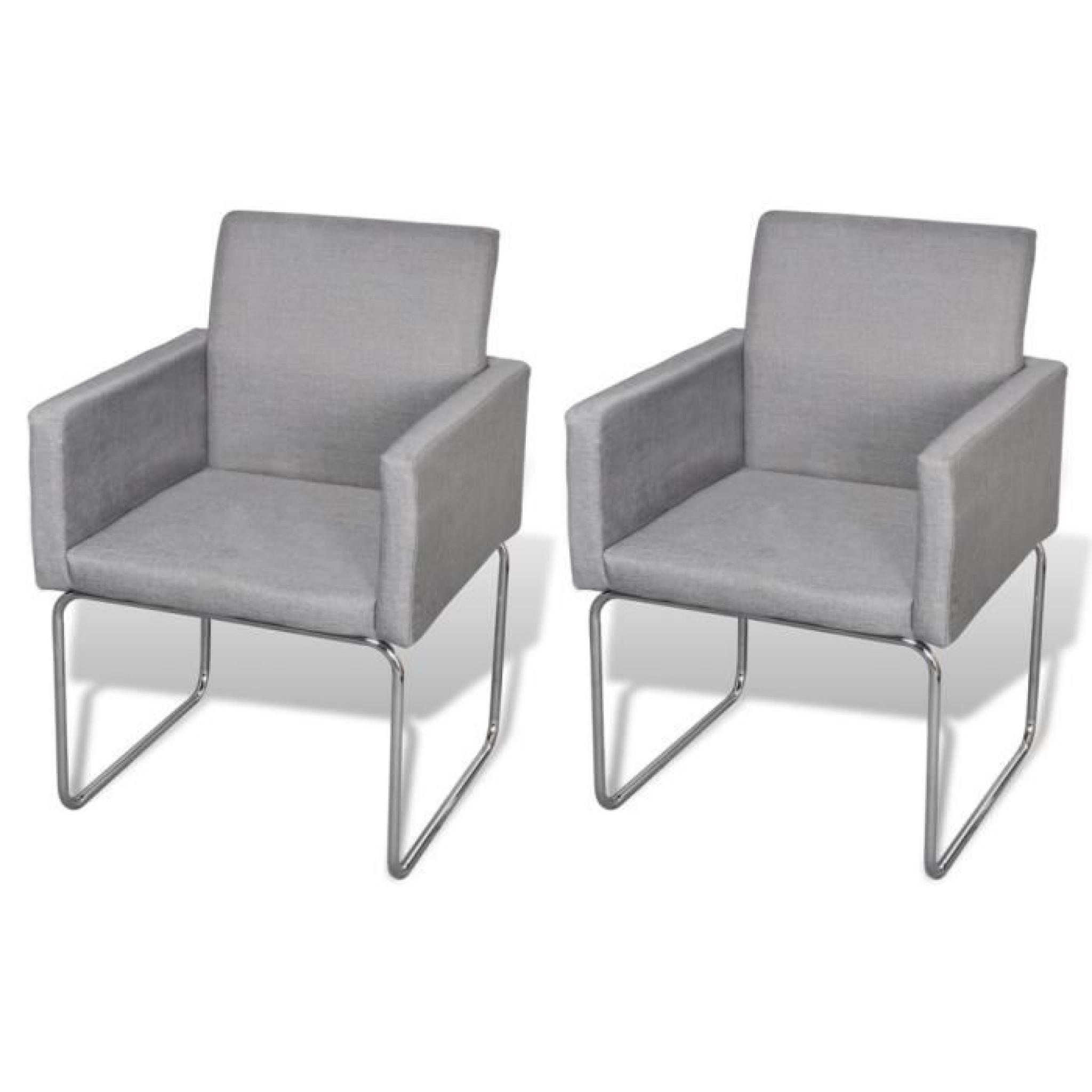 Lot de 2 chaises avec accoudoirs gris clair pas cher