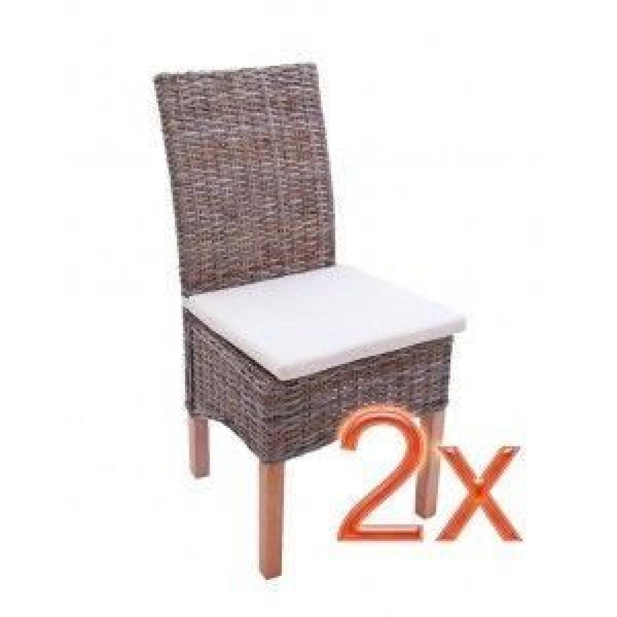 Lot de 2 chaises avec coussins rotin kubu 46x50x96cm