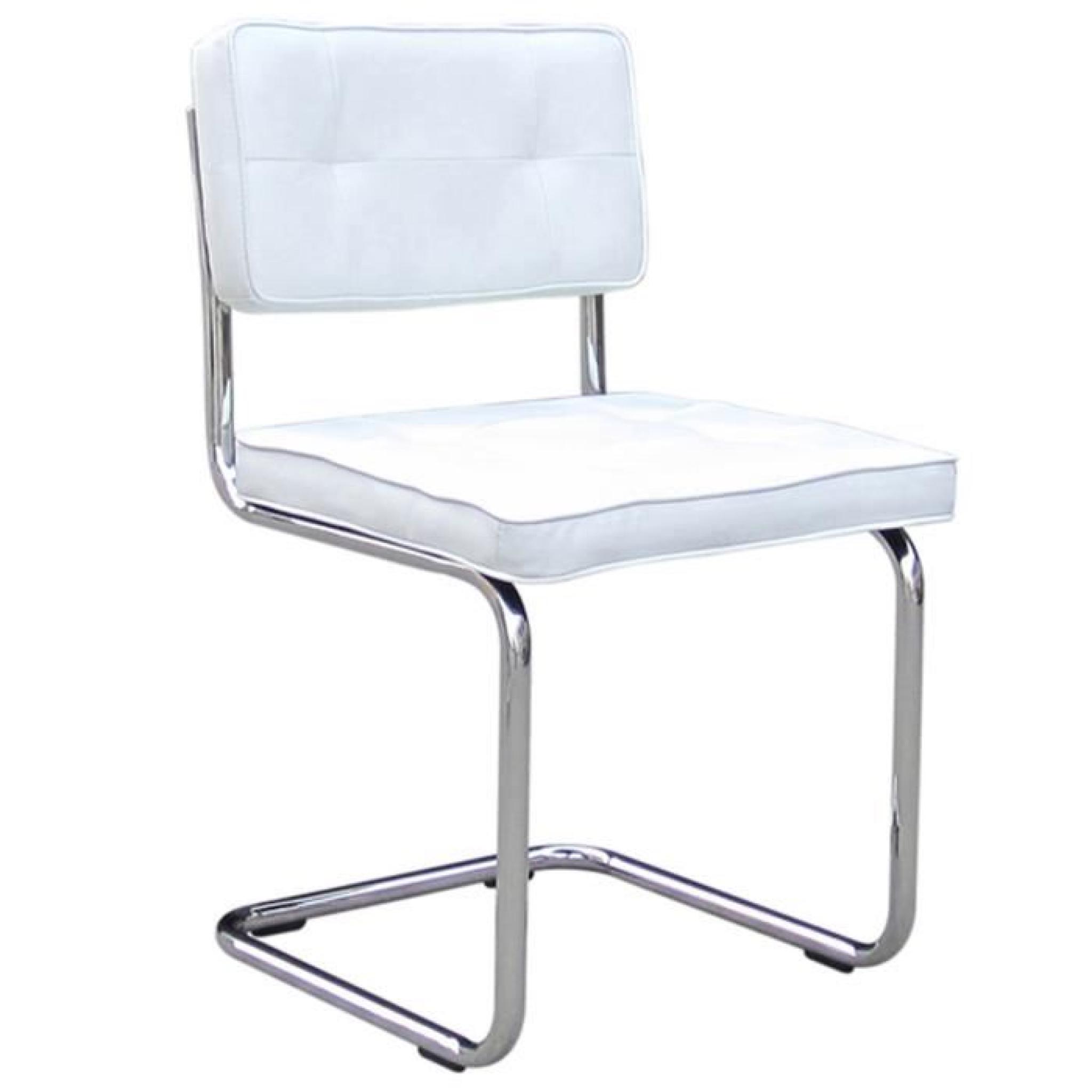 Lot de 2 chaises blanche cadre alu en métal, H84 x L49 x P54 cm