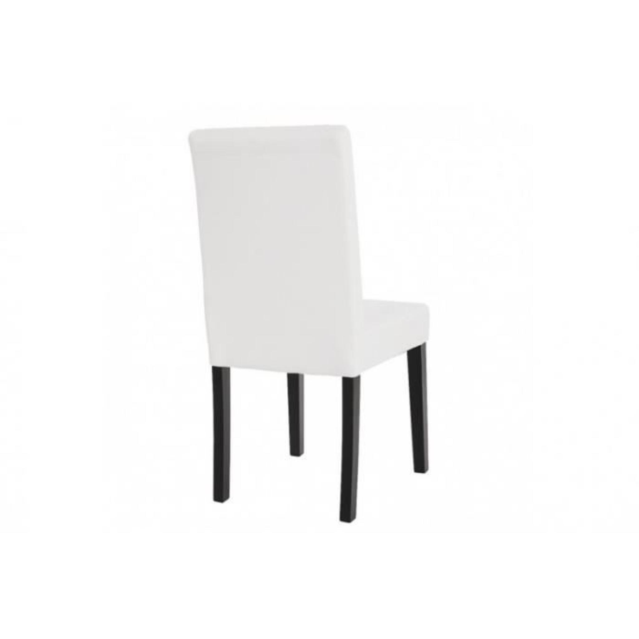 Lot de 4 chaises de salle à manger simili-cuir blanc mat pieds foncés CDS04137 pas cher