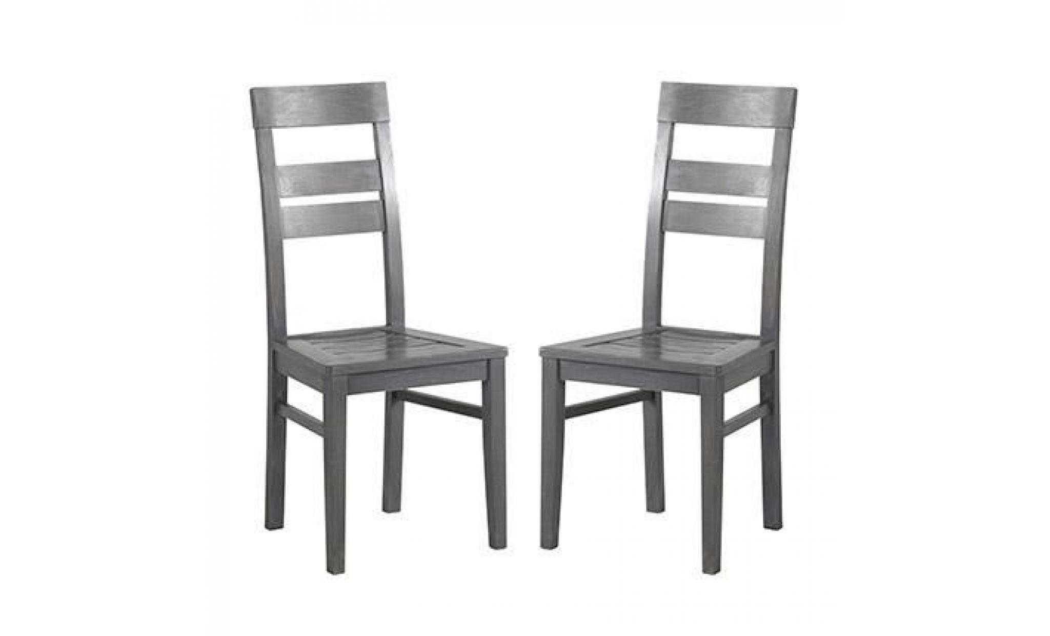 lot de 2 chaises bruges chêne massif gris