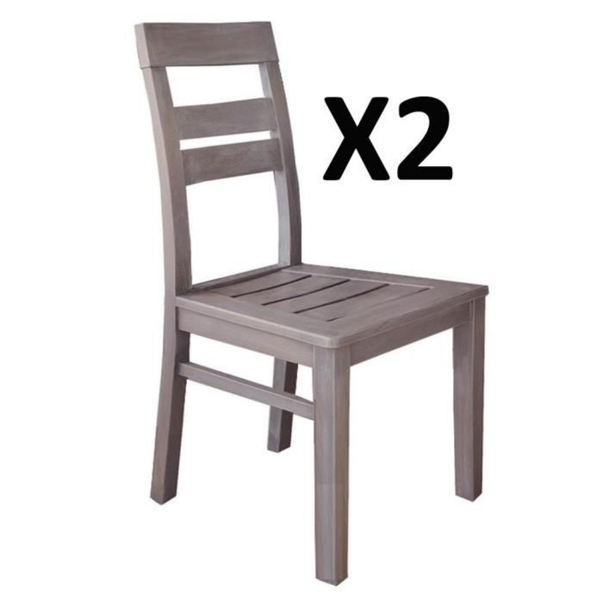 Lot de 2 chaises coloris Chêne grisé, H 105 x L 47 x P 51 cm