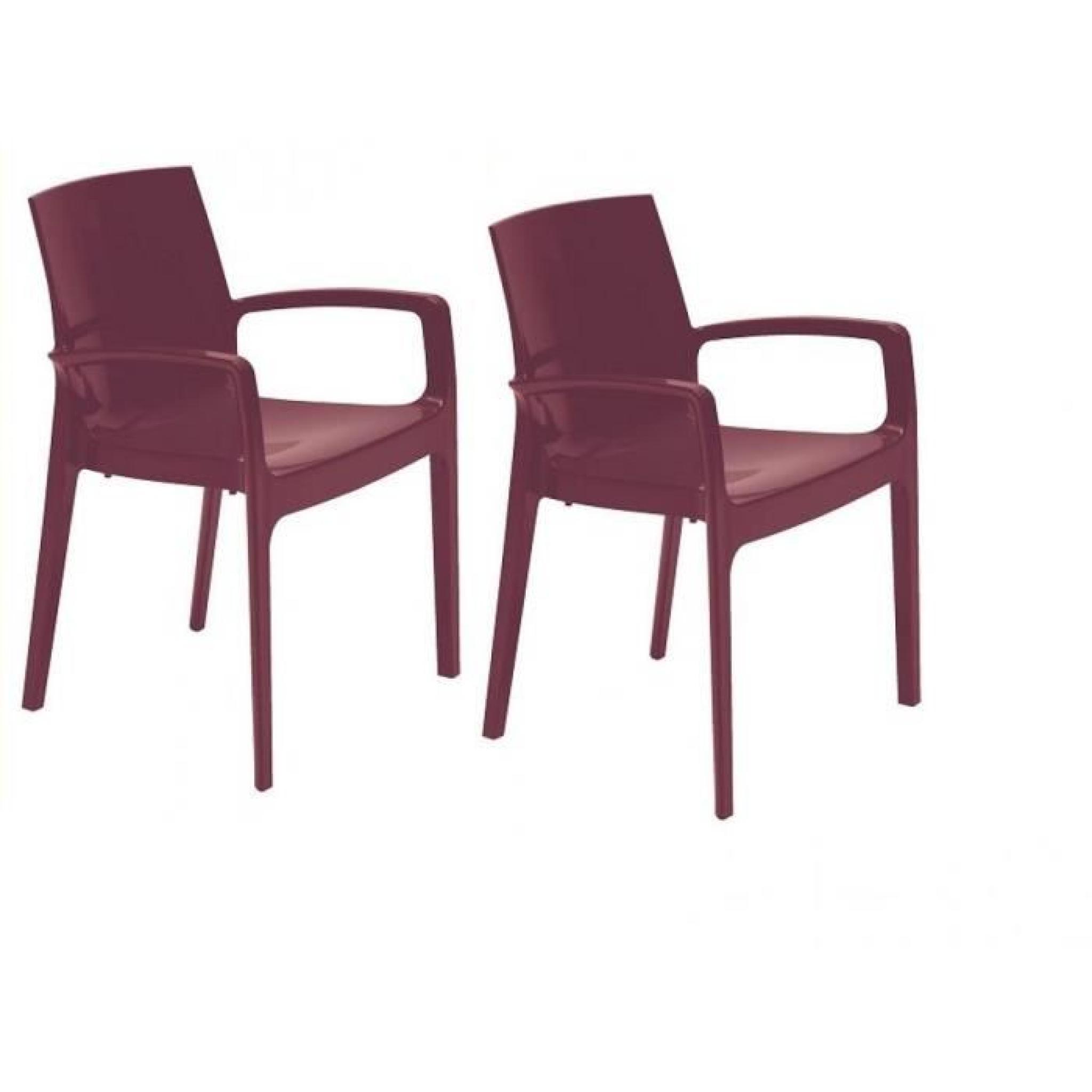 Lot de 2 chaises CREAM empilable design aubergine