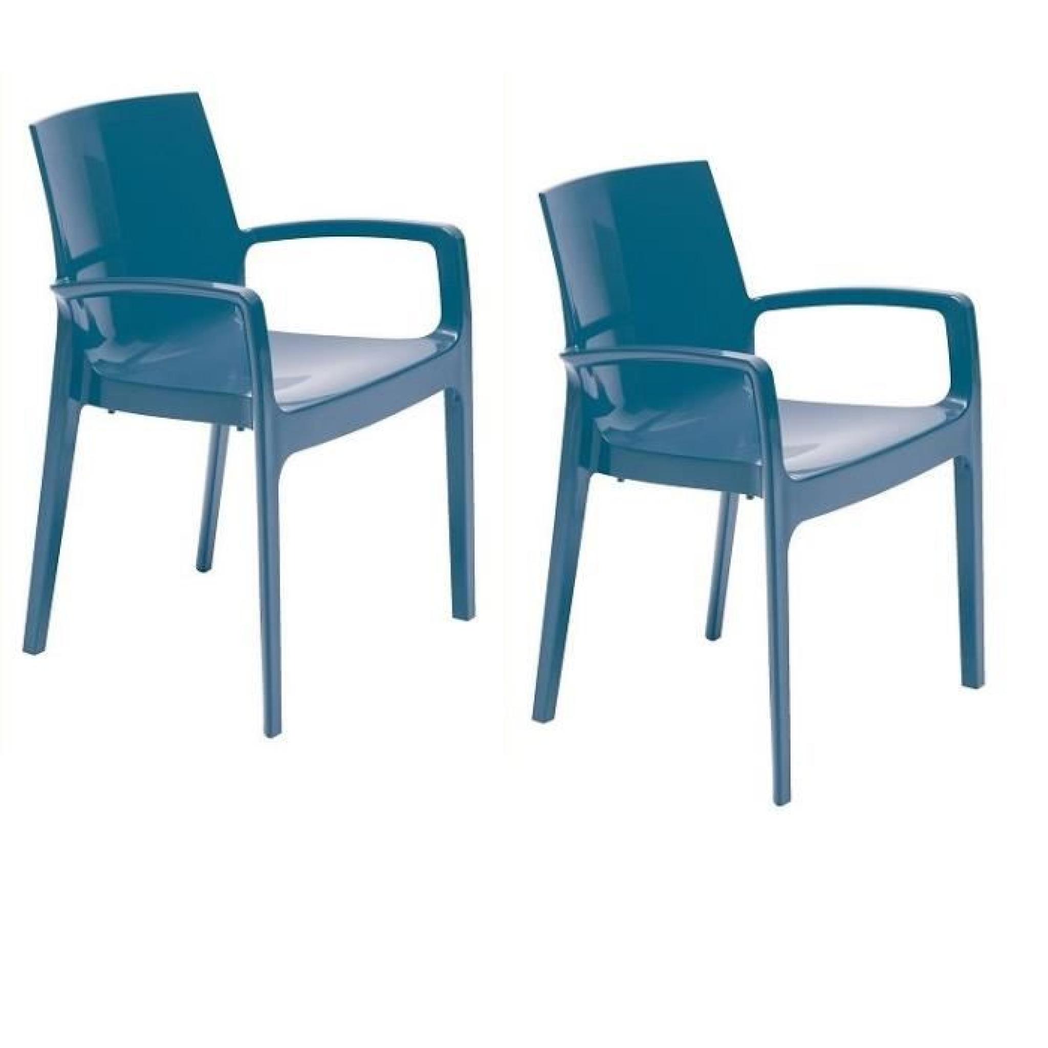 Lot de 2 chaises CREAM empilable design bleu