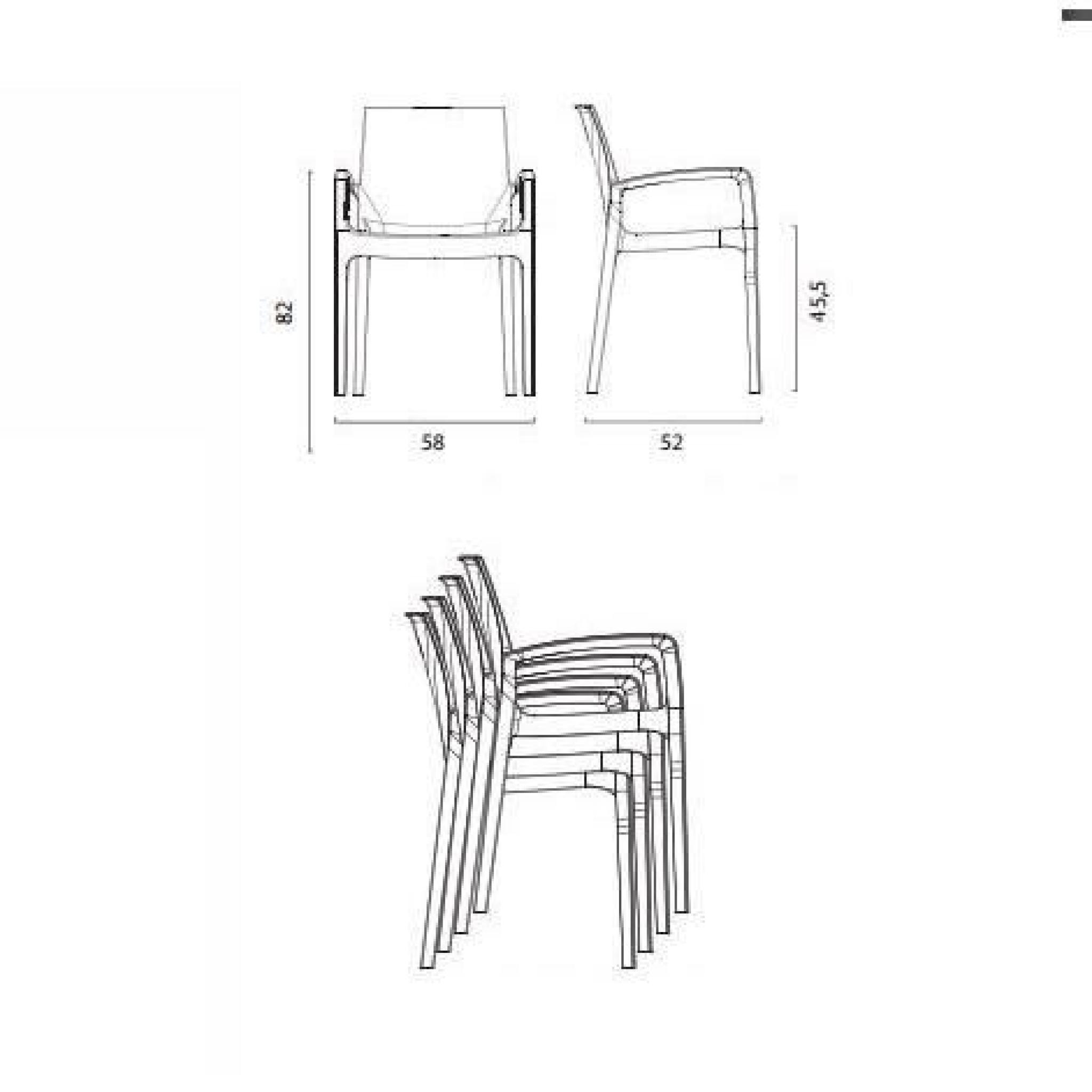 Lot de 2 chaises CREAM empilable design noir pas cher