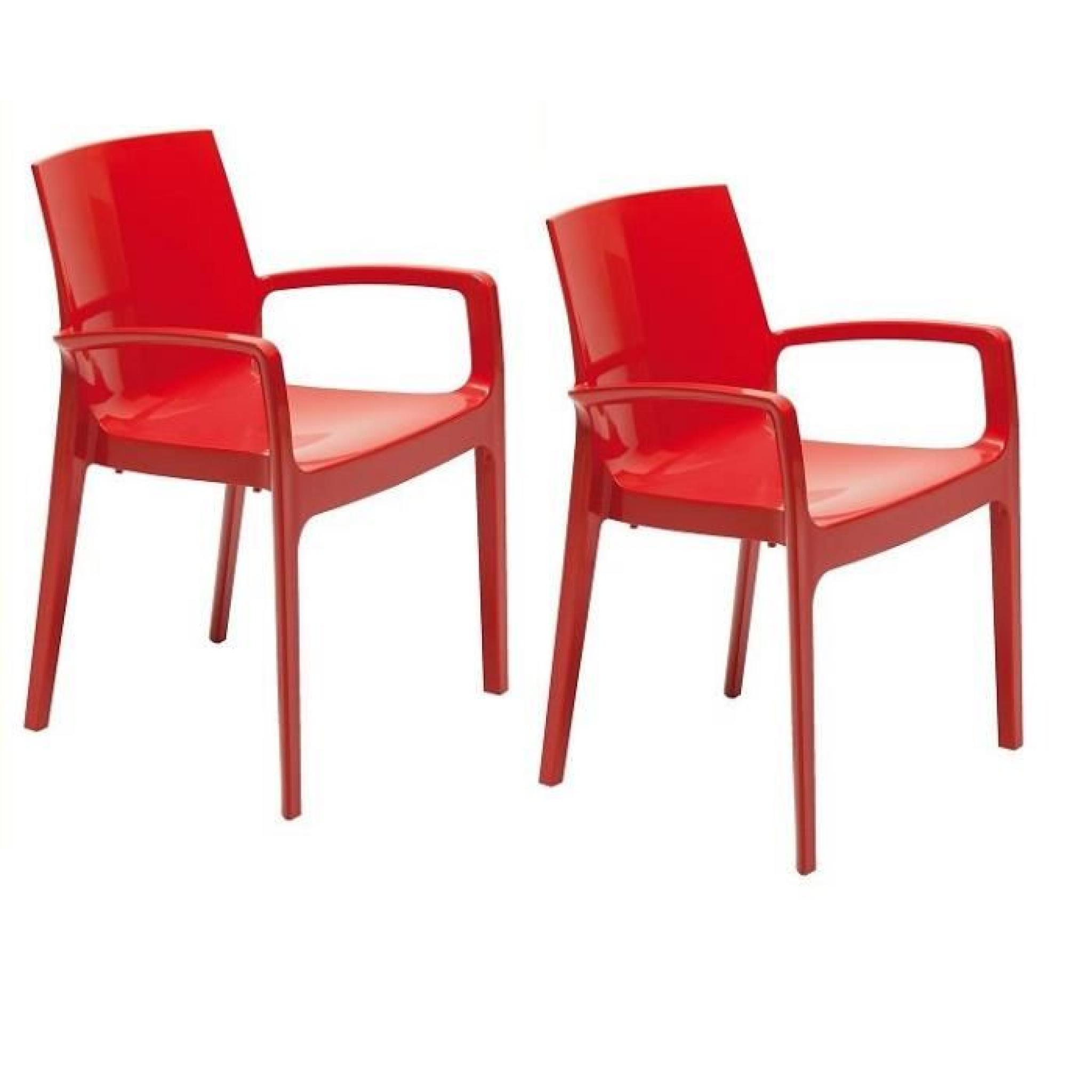 Lot de 2 chaises CREAM empilable design rouge