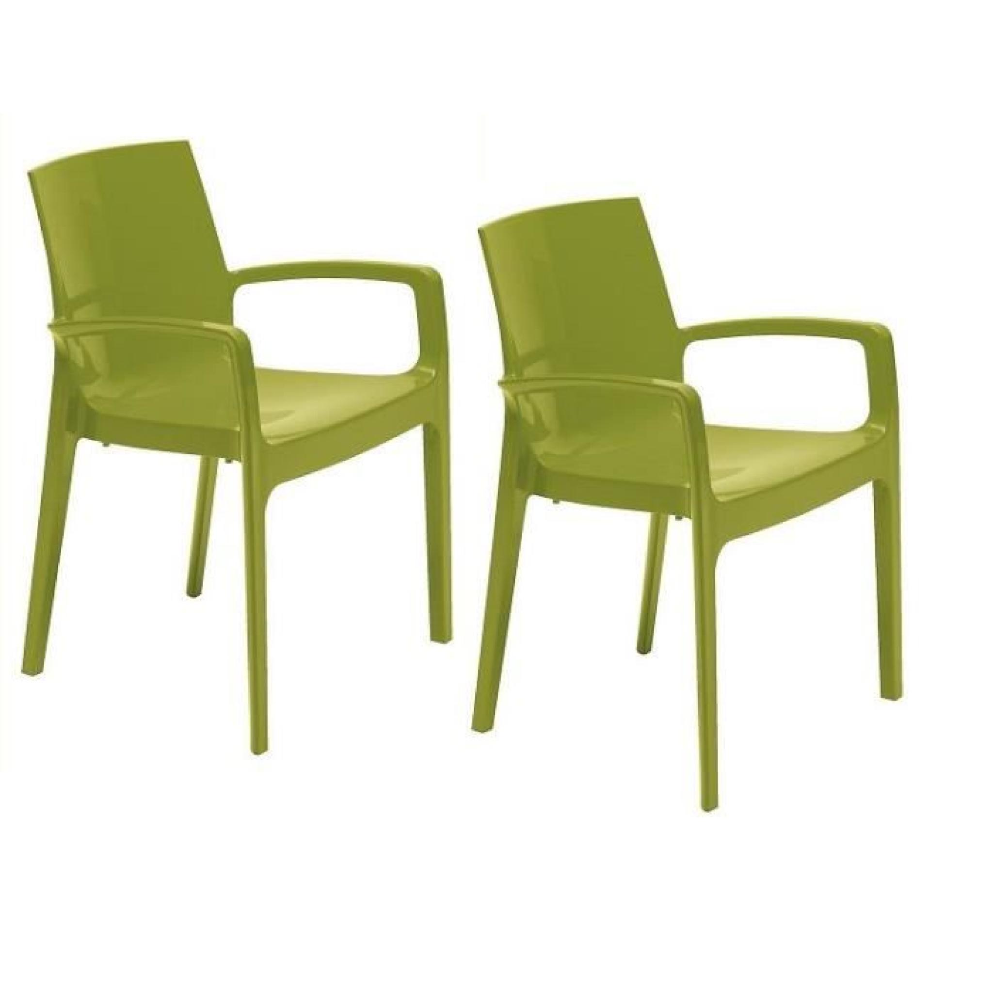 Lot de 2 chaises CREAM empilable design vert 