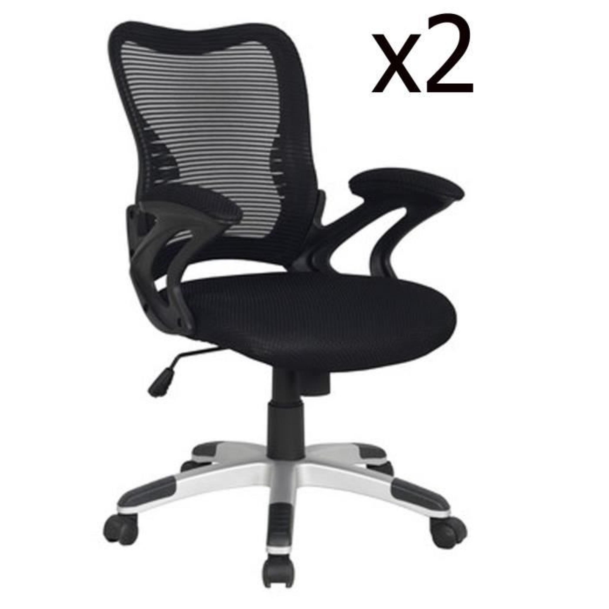 Lot de 2 Chaises de bureau largeur 57,5cm coloris noir, 43,5 x 46,5 cm