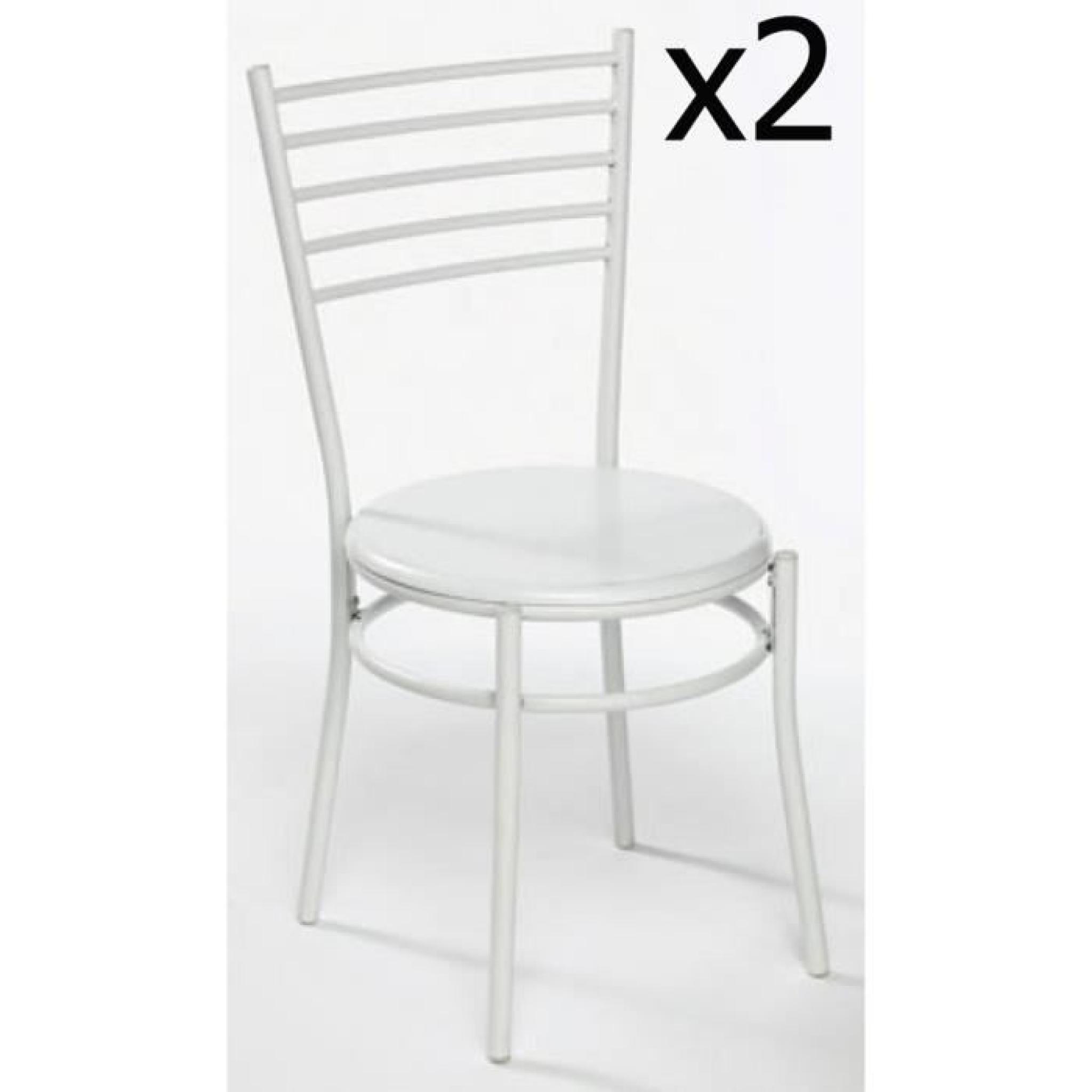 Lot de 2 Chaises de cuisine en Blanc, L41,5 x P44 x H85 cm