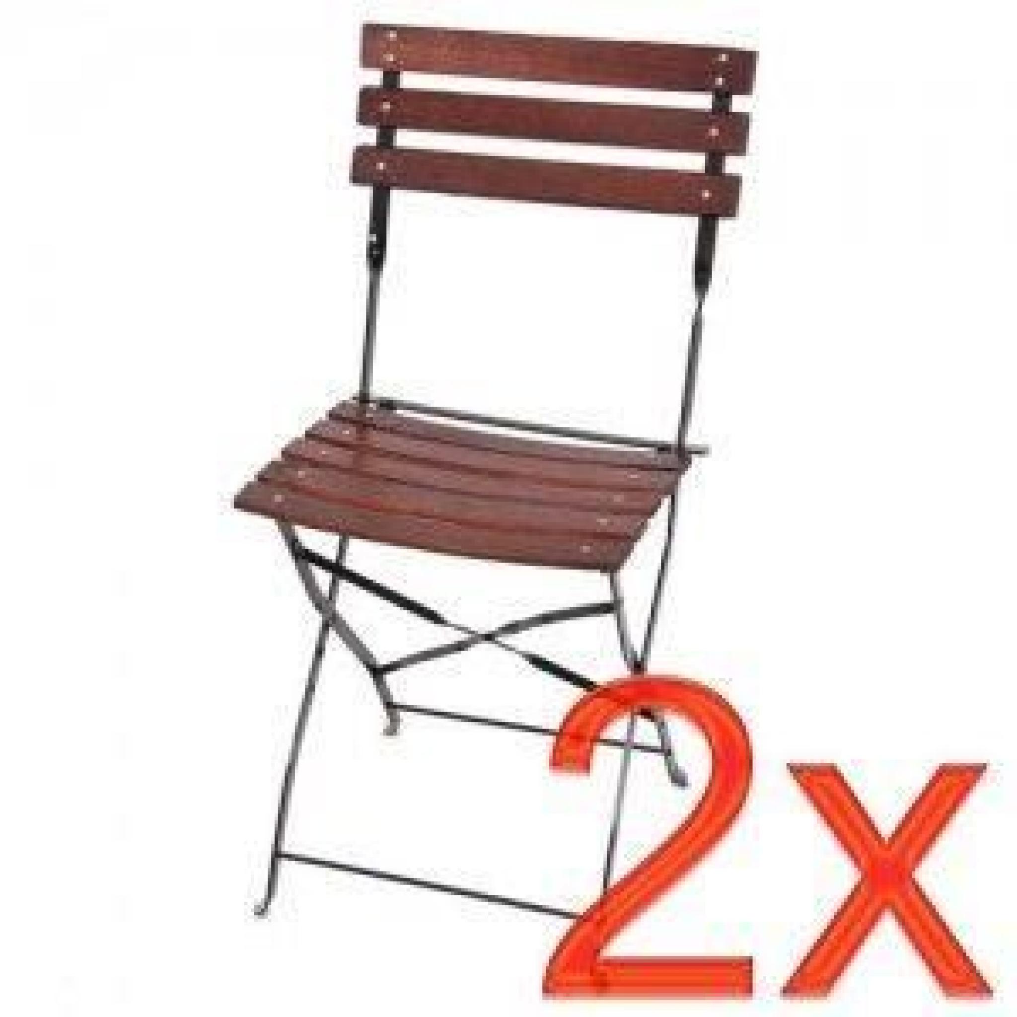 Lot de 2 chaises de jardin/brasserie M96 bois/métal marron