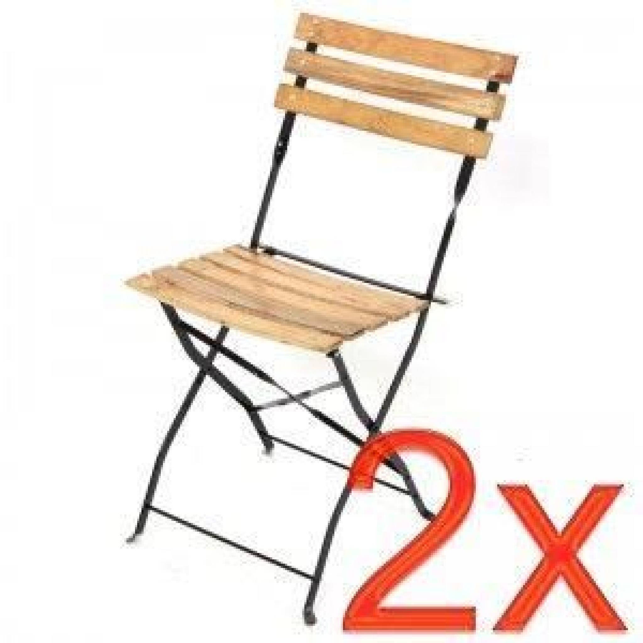 Lot de 2 chaises de jardin / brasserie M96 pliantes marron clair bois/métal