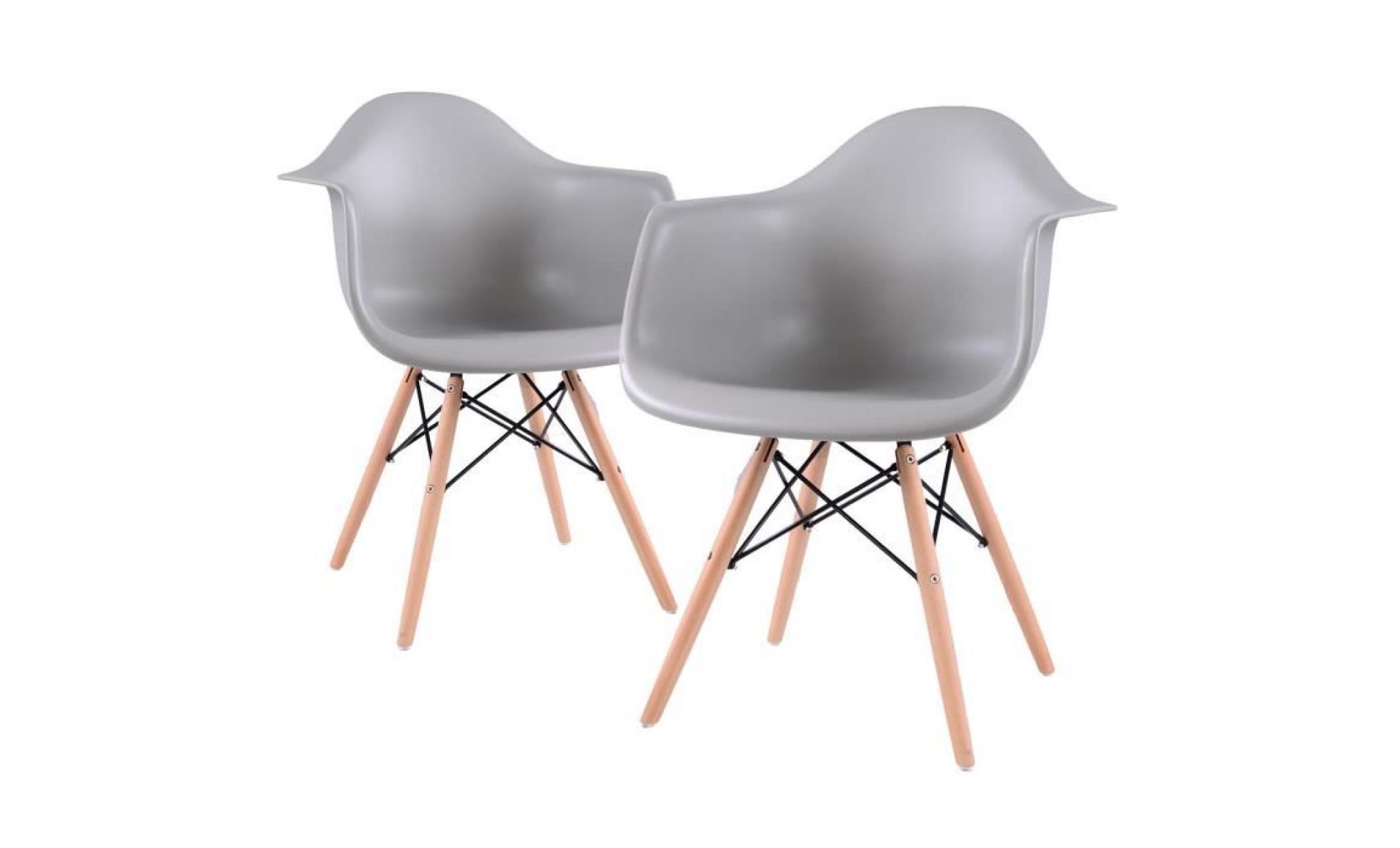 lot de 2 chaises de salle à manger avec fauteuil design scandinave blanches