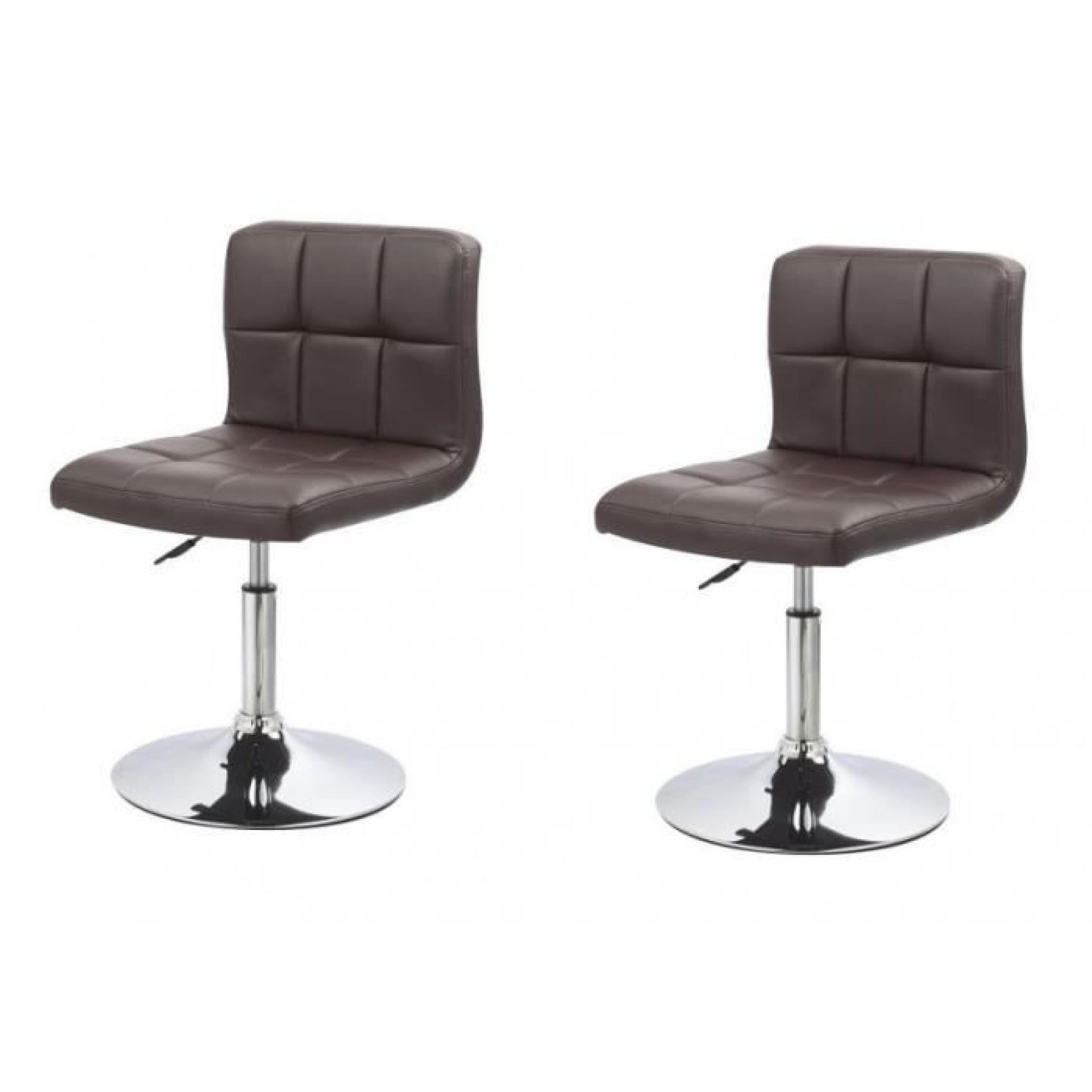 Lot de 2 chaises de salle à manger / cuisine simili-cuir marron hauteur réglable CDS09020