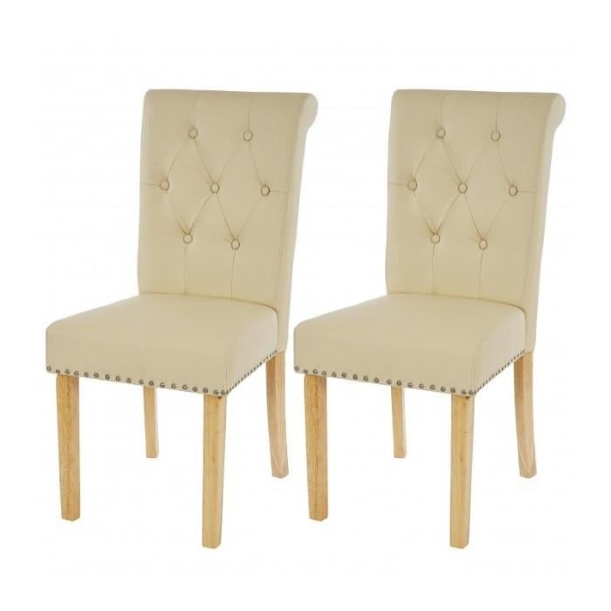 Lot de 2 chaises de salle à manger design crème pieds clairs CDS04011