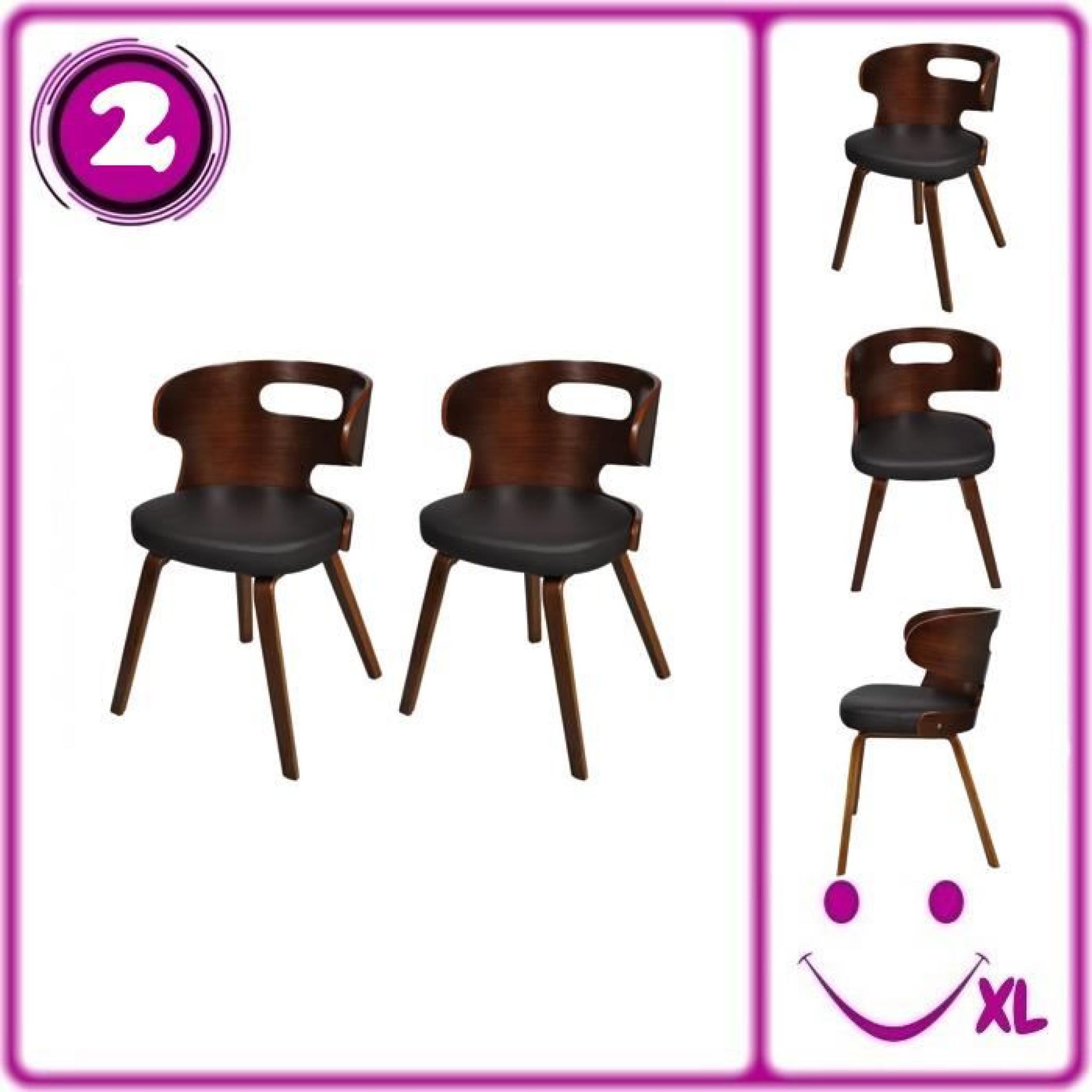 Lot de 2 chaises de salle à manger en cuir mélangé brun
