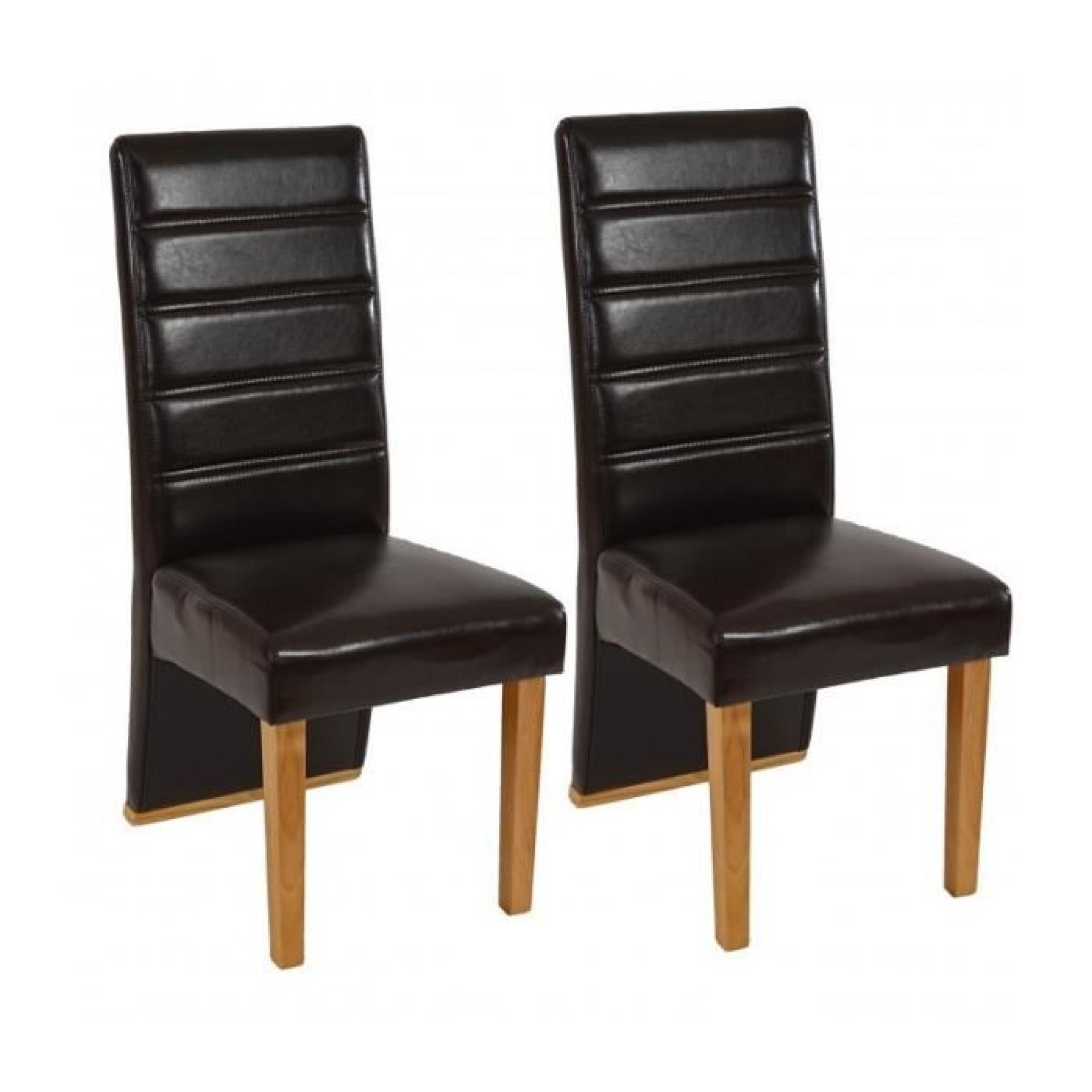 Lot de 2 chaises de salle à manger similicuir marron pieds en bois CDS04013