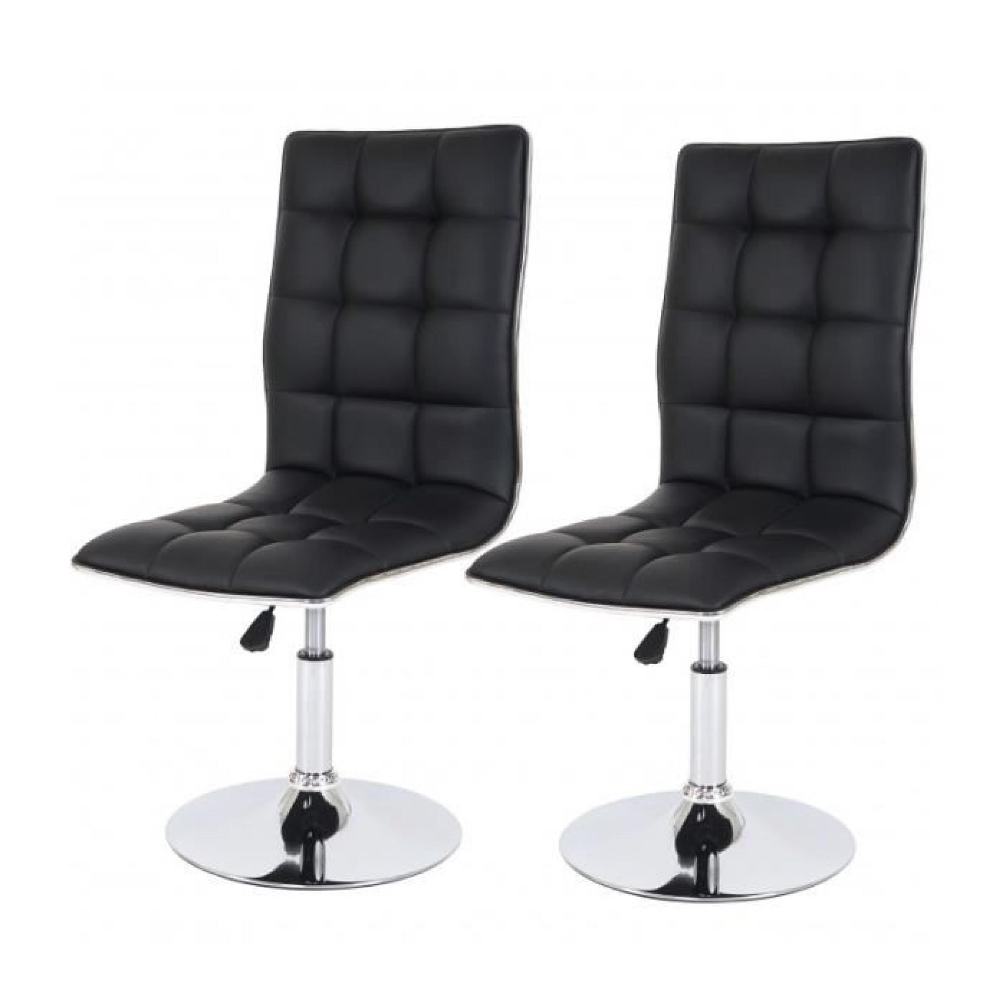 Lot de 2 chaises de salle à manger hauteur réglable en similicuir crème CDS04075